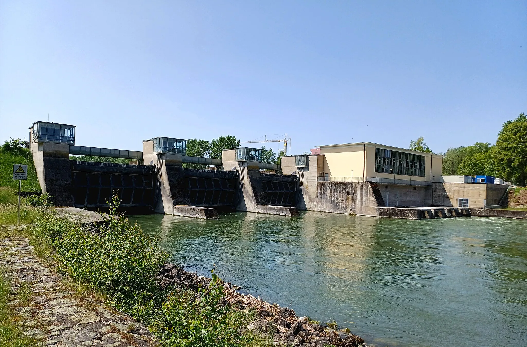 Photo showing: Lechstaustufe Oberpeiching vom Unterwasser