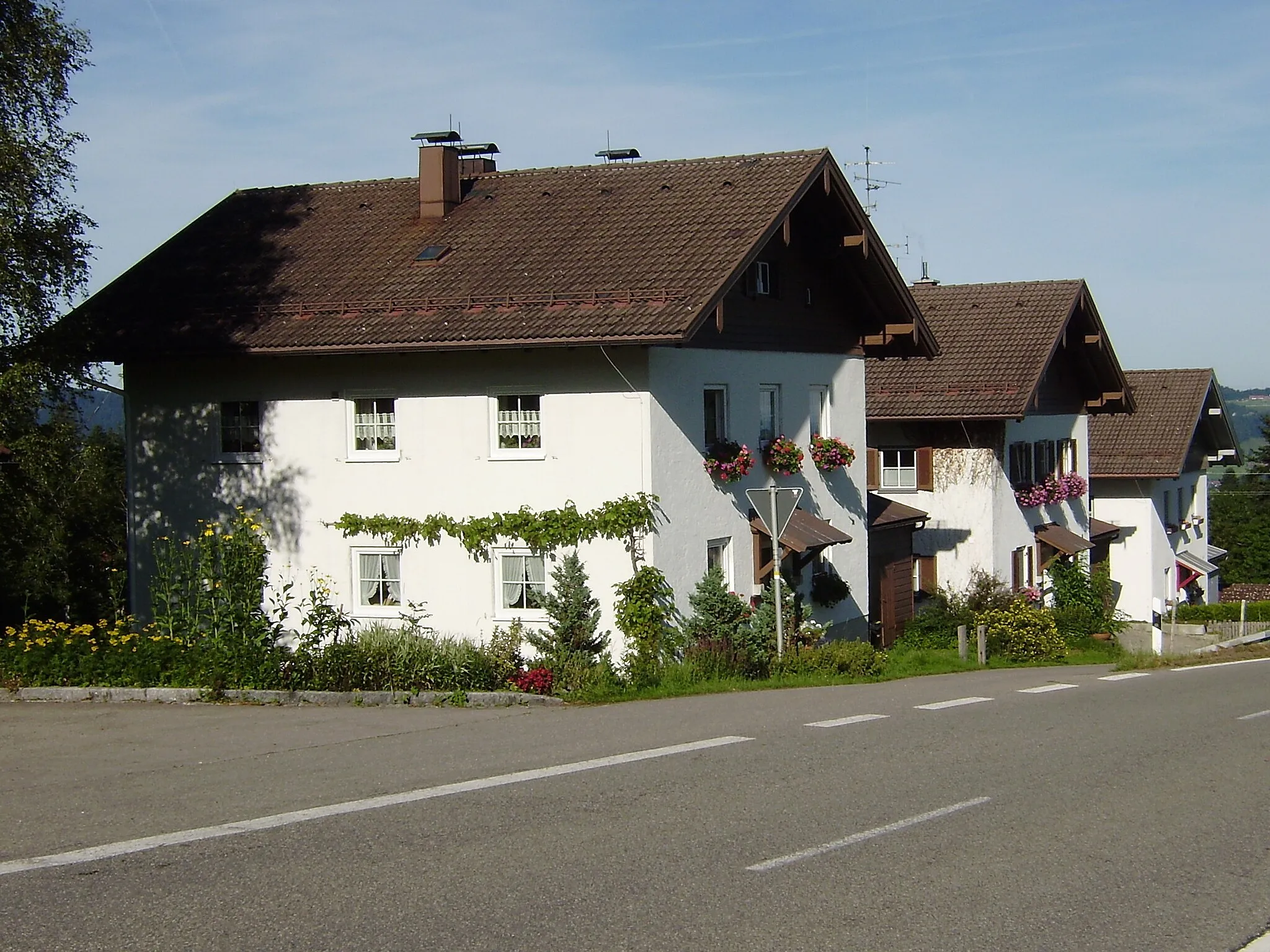 Photo showing: Georg Buflers Zollpersonalhäuser in Hinterschweinhöf bei Obereute iA, 3 Häuser von S
