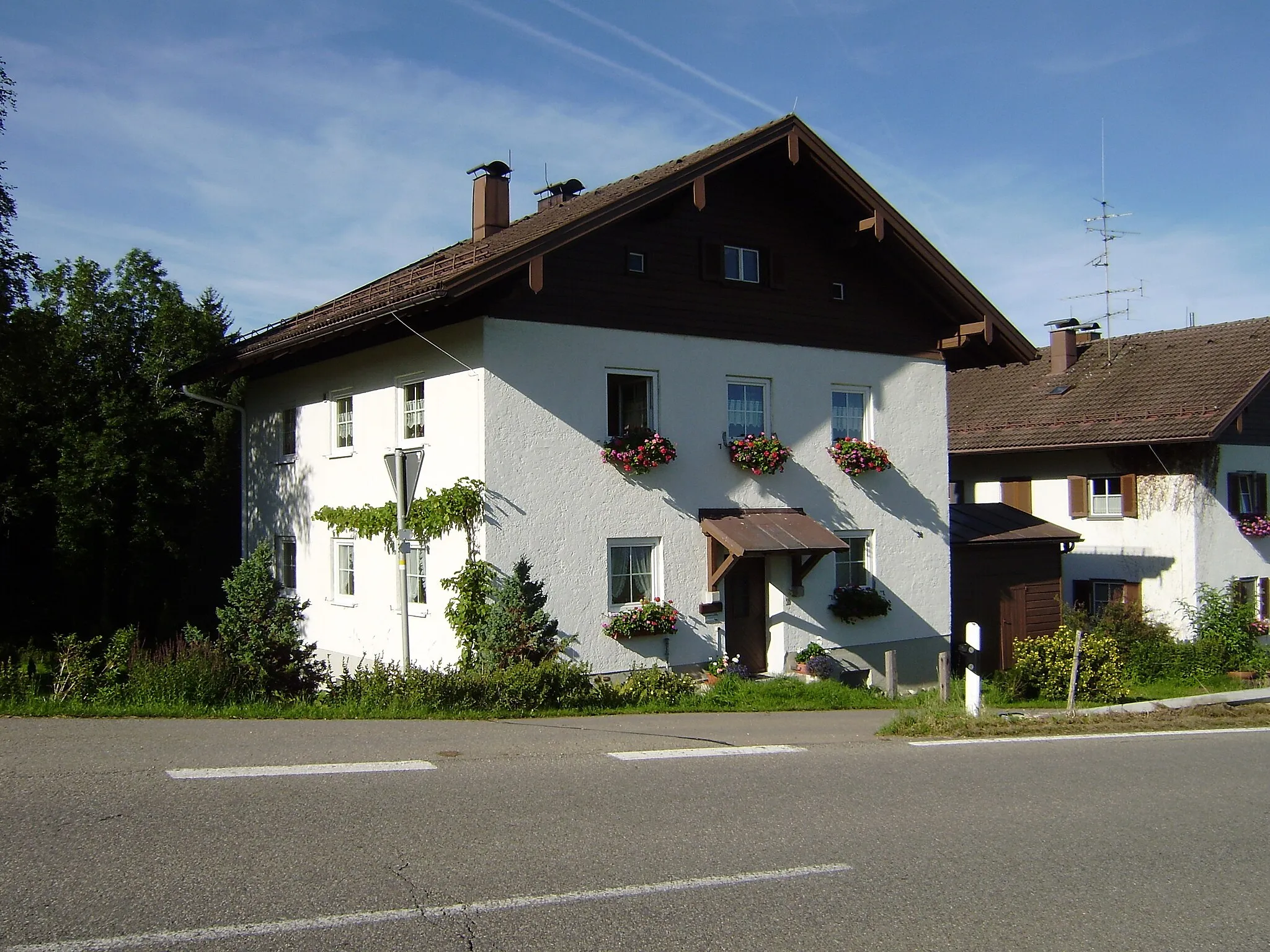 Photo showing: Zollpersonalhäuser Georg Buflers in Hinterschweinhöf bei Oberreute iA, oberstes mit mittlerem Haus
