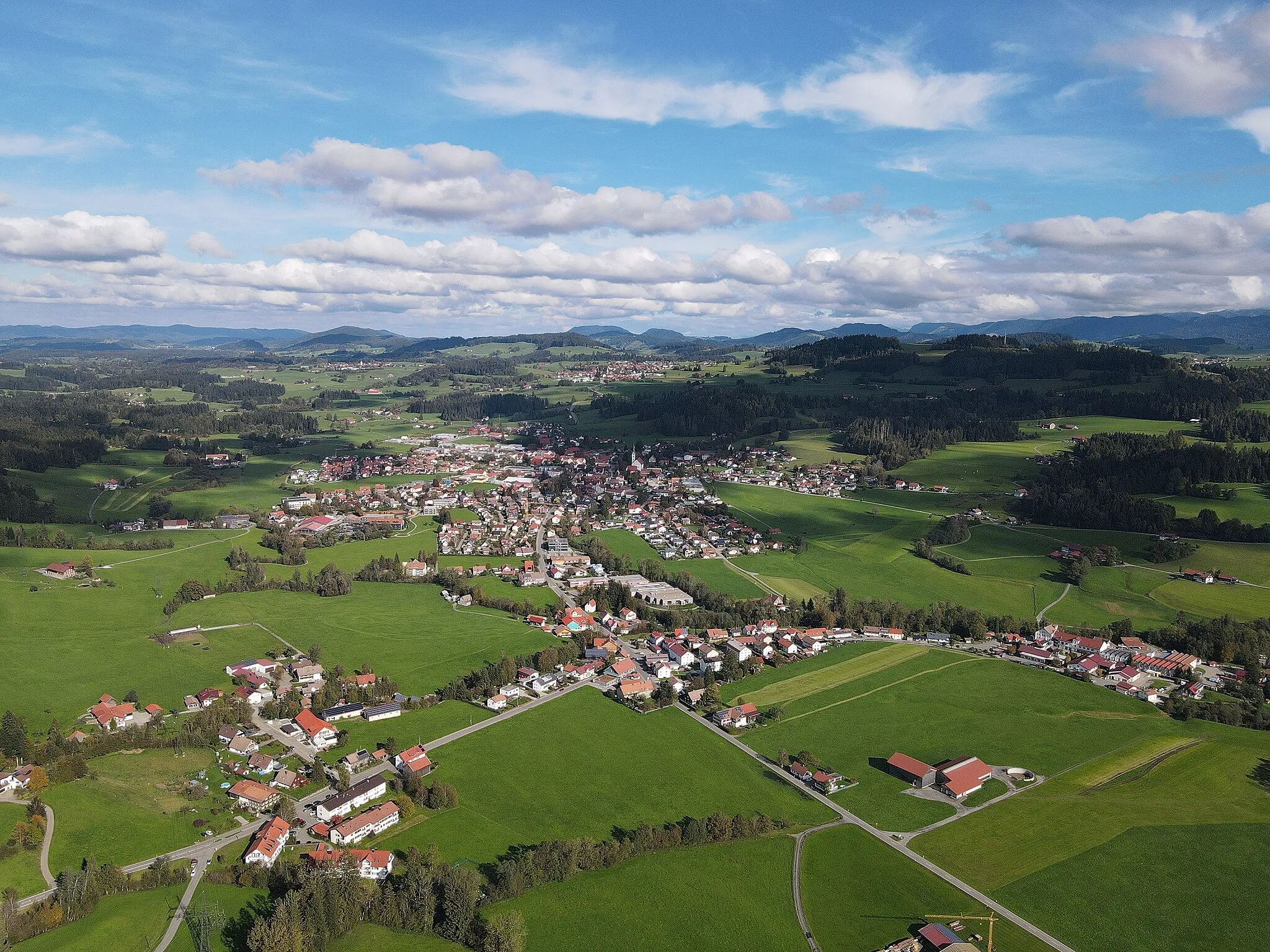 Photo showing: Weiler-Simmerberg von oben mit Blick nach Ost