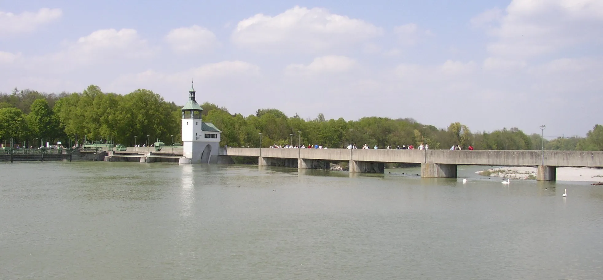 Photo showing: Hochablasswehr (weir) at river Lech in Augsburg, Germany