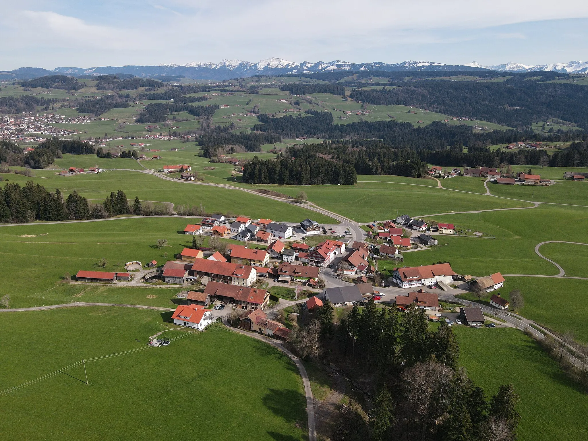 Photo showing: Böserscheidegg von oben in April mit Blick nach Süd -Südost