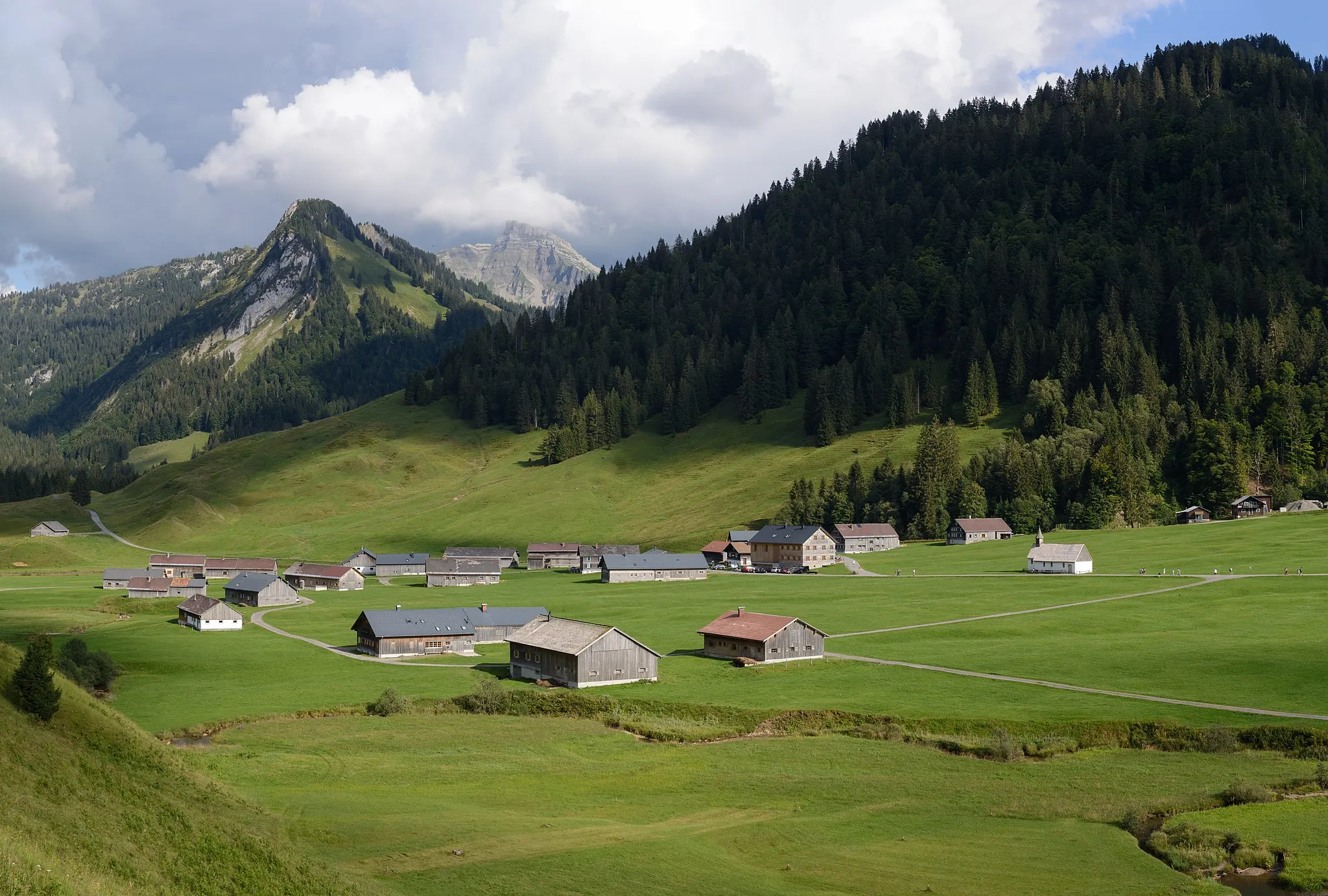 Photo showing: Vorsäß Schönenbach, municipality of Template:Bezau in the Bregenz Forest, Vorarlberg, Austria