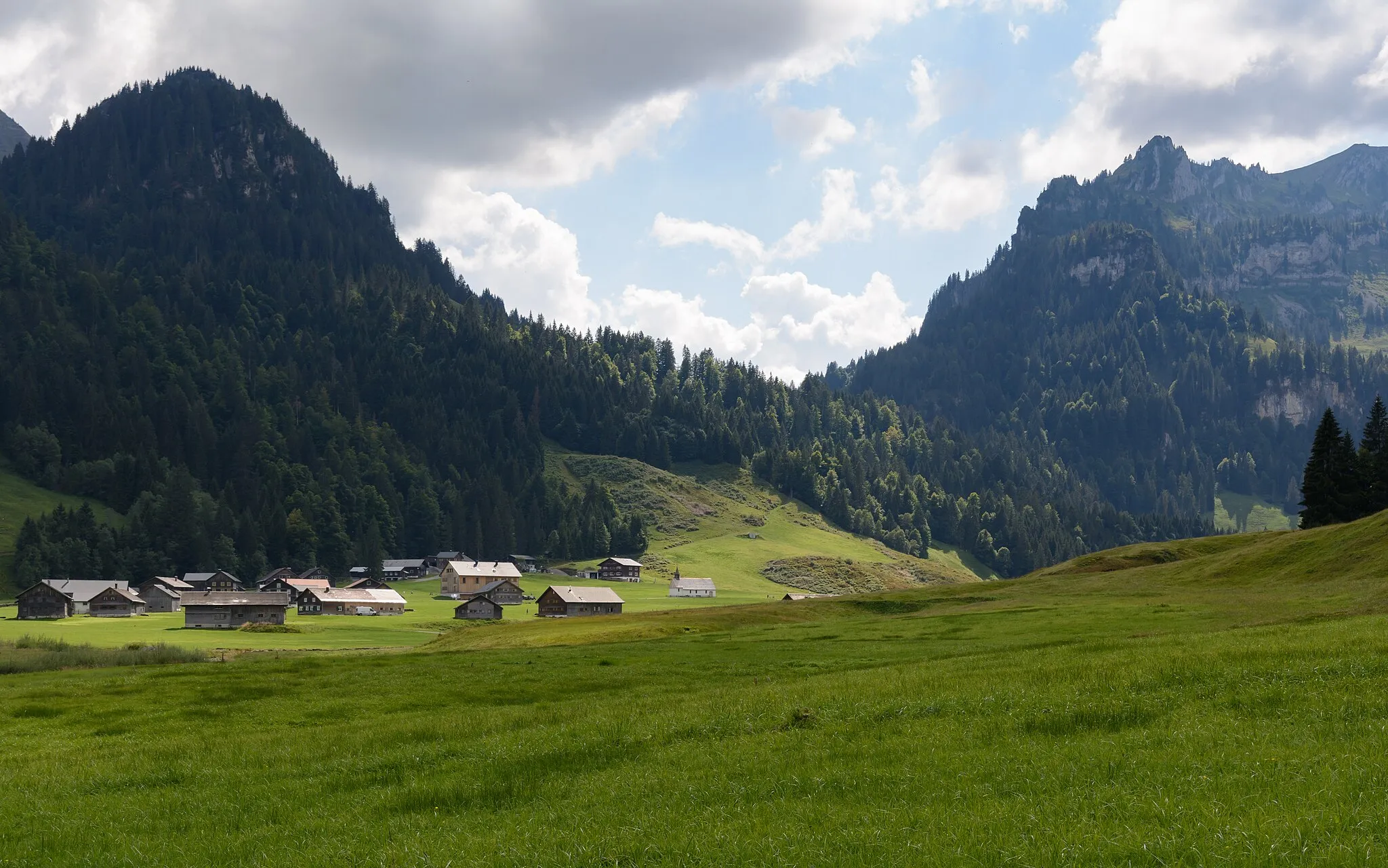 Photo showing: Vorsäß Schönenbach, municipality of Bezau in the Bregenz Forest, Vorarlberg, Austria