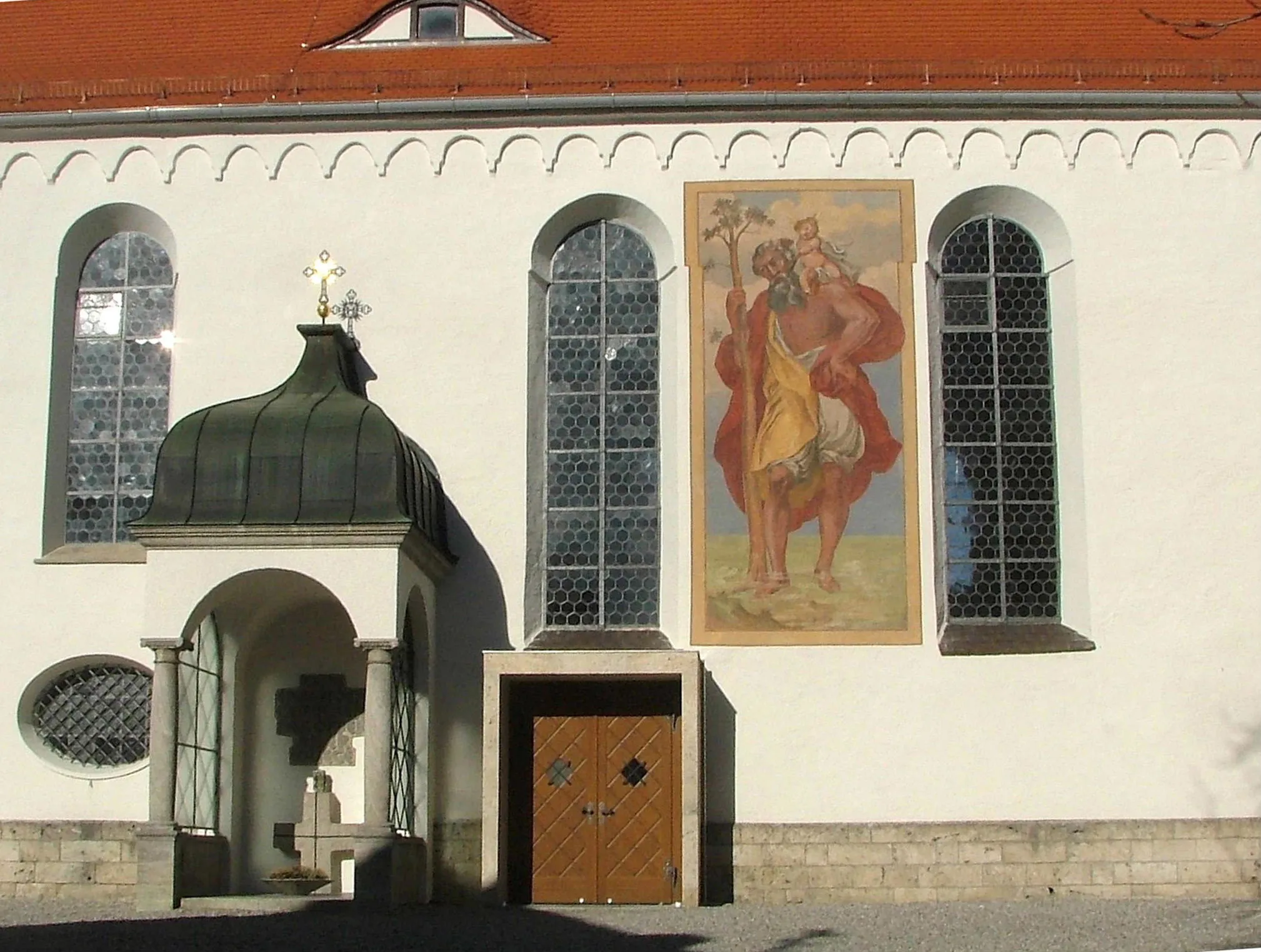 Photo showing: Obergünzburg, Pfarrkirche St. Martin, Christopherus-Darstellung