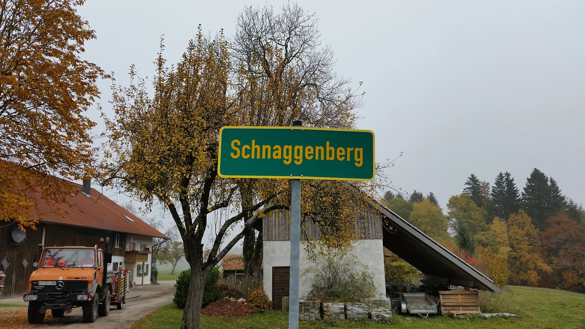 Photo showing: Ortshinweistafel Schnaggenberg, Landkreis Ravensburg