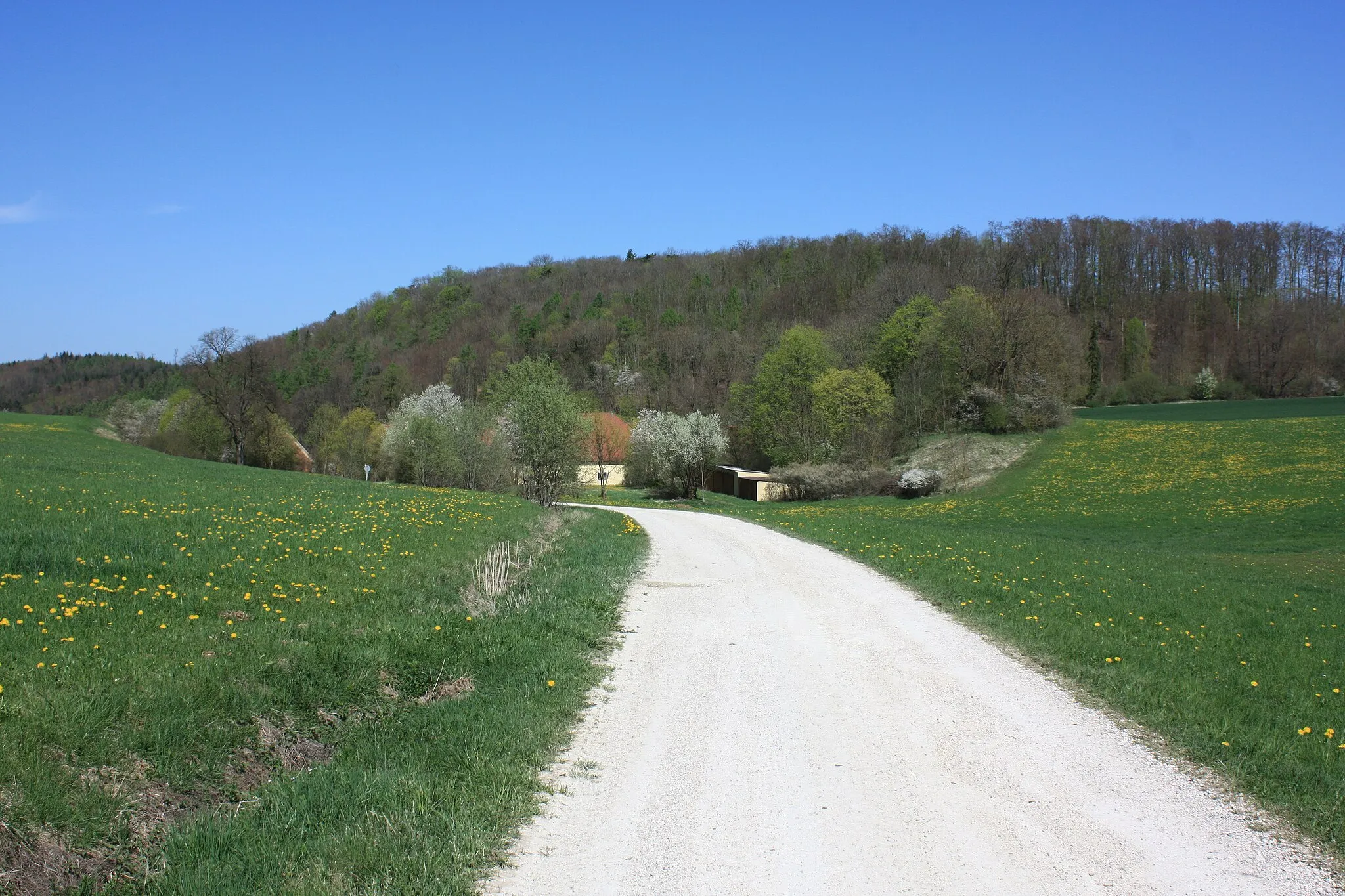 Photo showing: Karlshof (Hohenaltheim) von Süden aus gesehen, auf der Wegstrecke des Albvereinswegs.