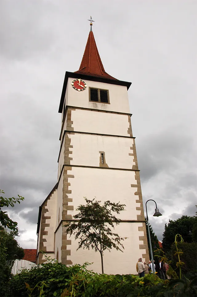 Photo showing: Wehrturm der Kilianskirche in Bissingen von Westnordwest