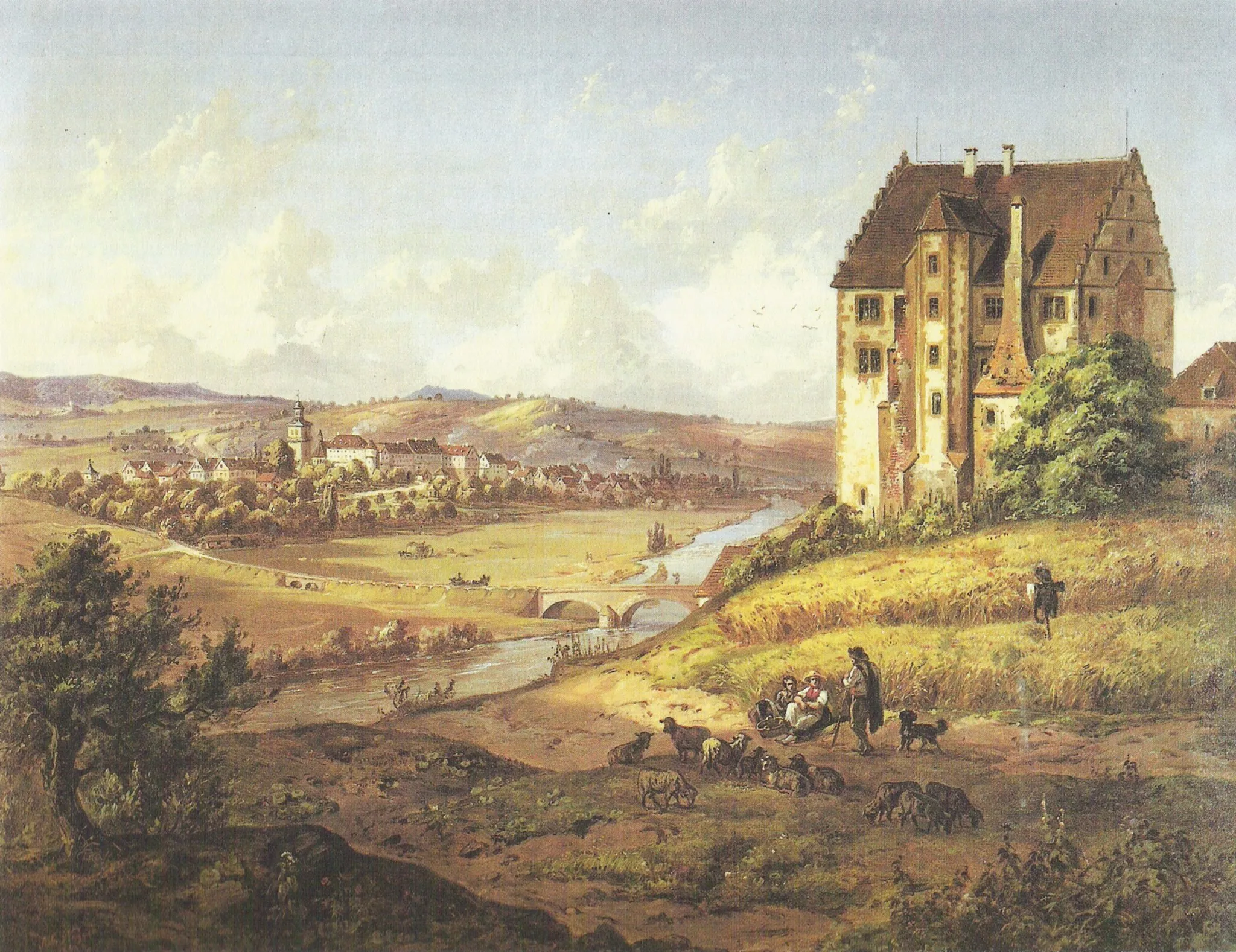 Photo showing: „Neuenstadt von Nordosten mit Schloß Bürg im Vordergrund“
