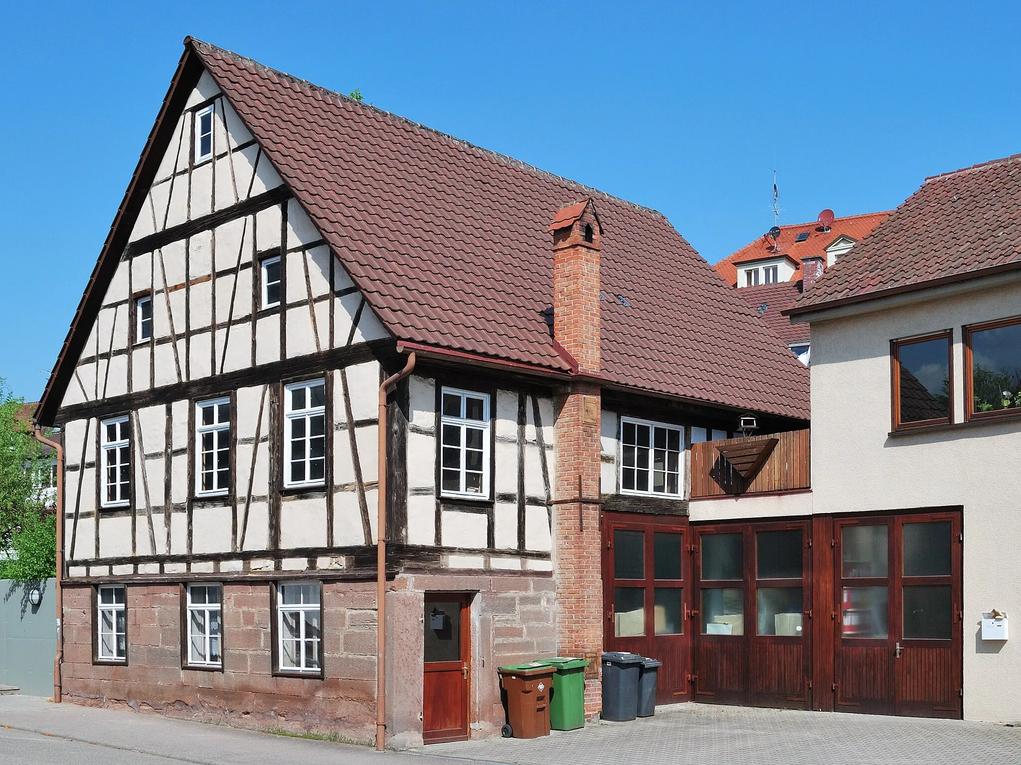 Photo showing: Timber framing in the Brunnenstraße in Korntal-Münchingen in Southern Germany.