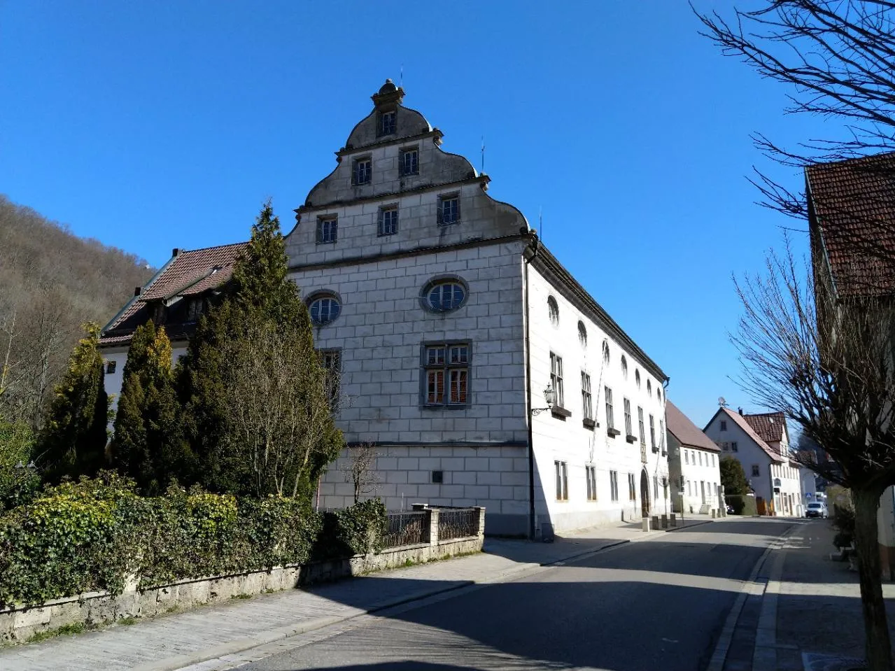 Photo showing: Schloss der Grafen von Helfenstein-Gundelfingen im Städtchen Wiesensteig, 1551-55 im Renaissancestil erbaut