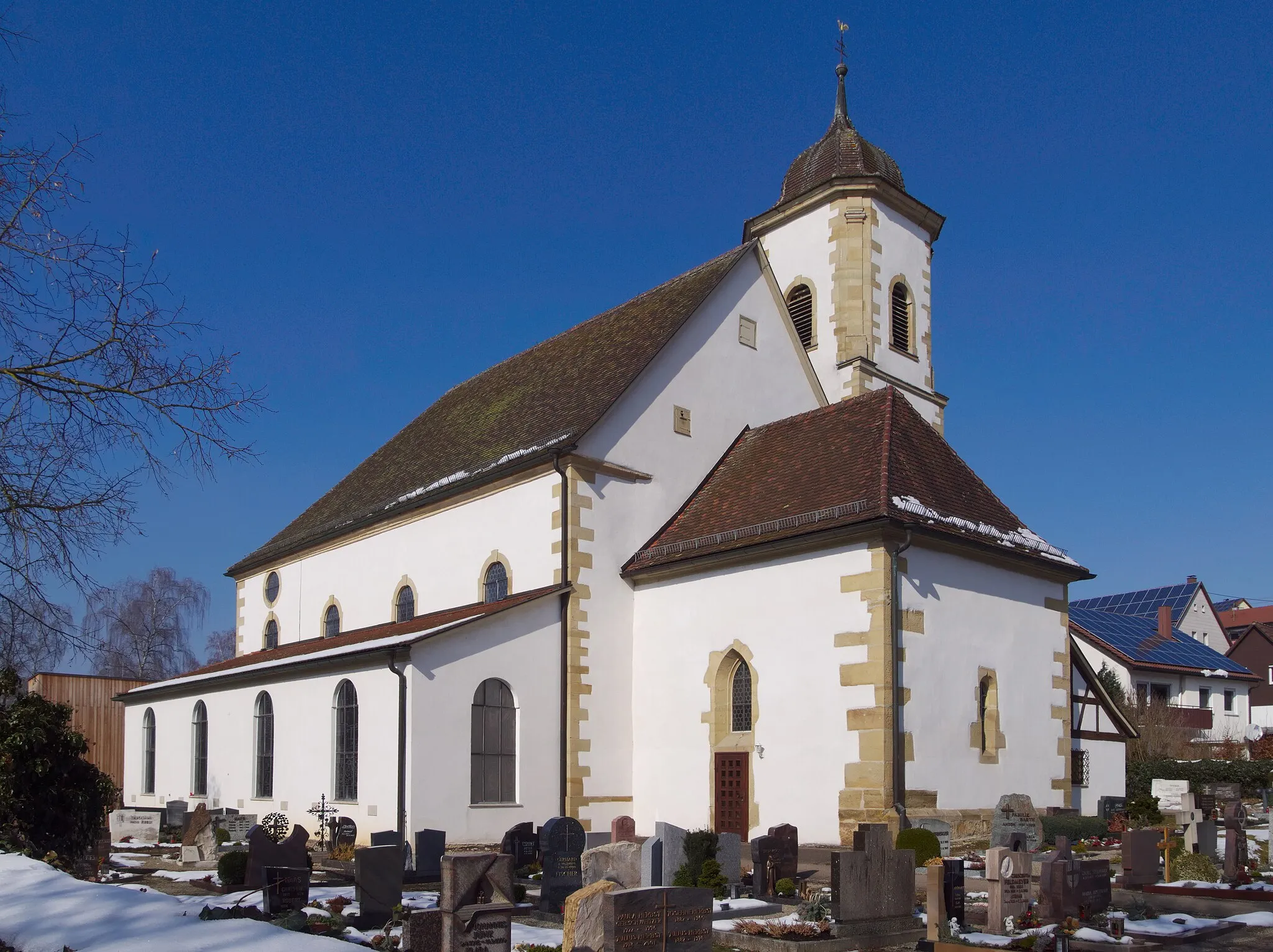 Photo showing: St Georg church in Leinzell, Germany, and churchyard