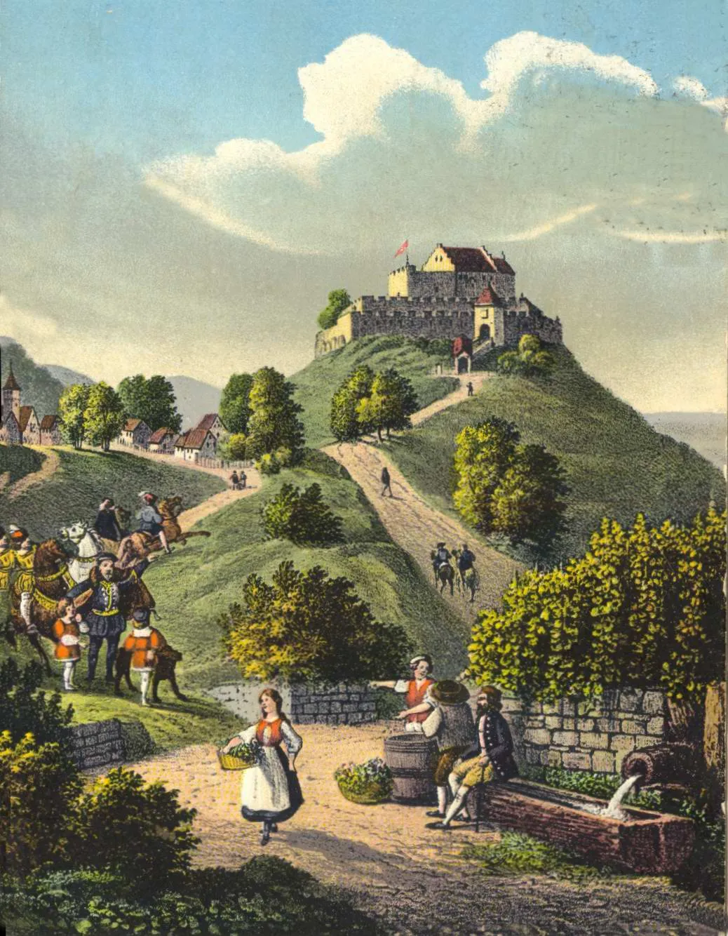 Photo showing: Stuttgart-Rotenberg. Burg Wirtemberg um 1600 auf Ansichtskarte von 1920 (Darstellung gegenüber Realsituation, spiegelverkehrt)