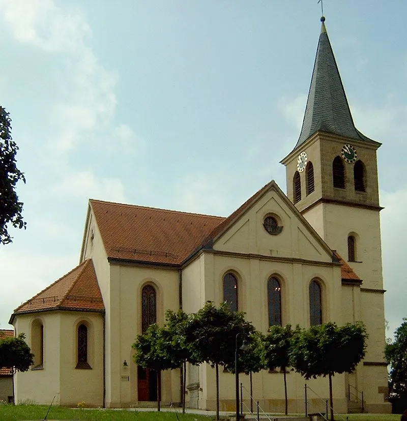 Photo showing: Die Kirche St. Ursula in Dentlein am Forst