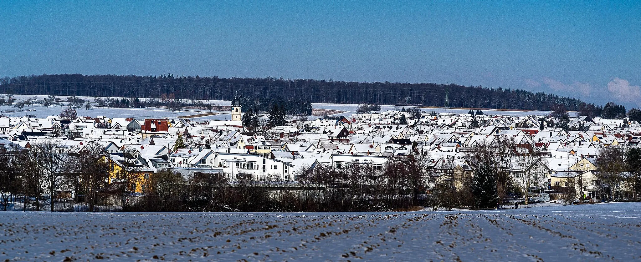 Photo showing: Wolfschlugen im Winter, Ansicht von der Hardter Höhe