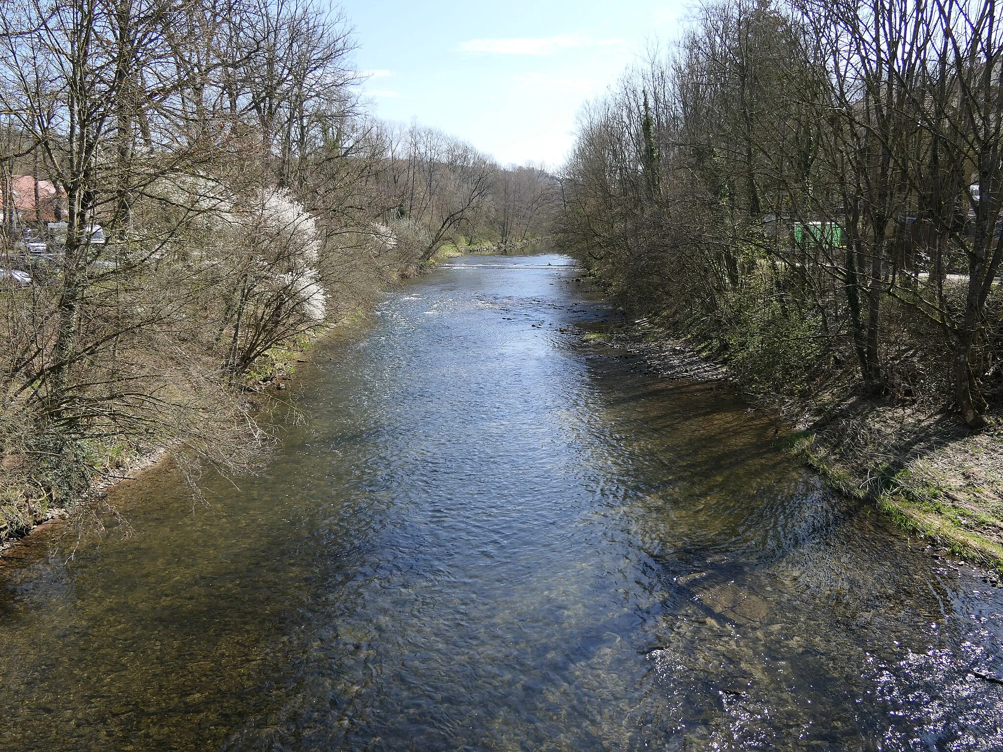 Photo showing: Blick auf die Murr von der Brücke in der Badtorstraße in Steinheim an der Murr (Baden-Württemberg).