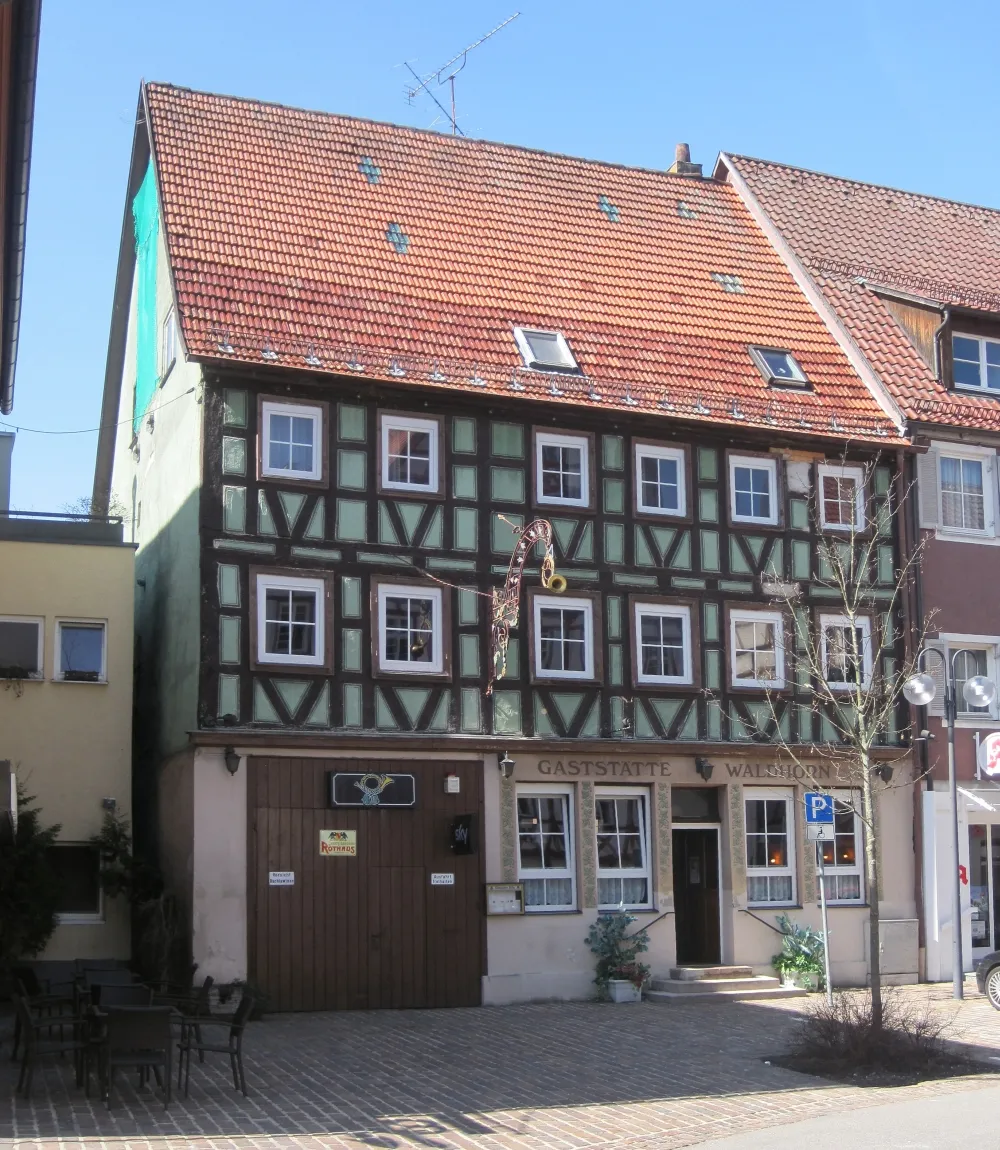 Photo showing: Fachwerkgebäude in Münsingen, Marktplatz 12.