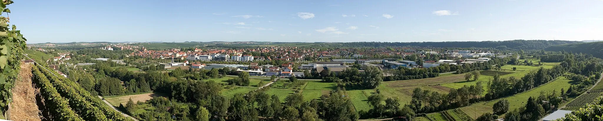 Photo showing: Die Stadt Lauffen am Neckar vom Geigersberg aus gesehen.