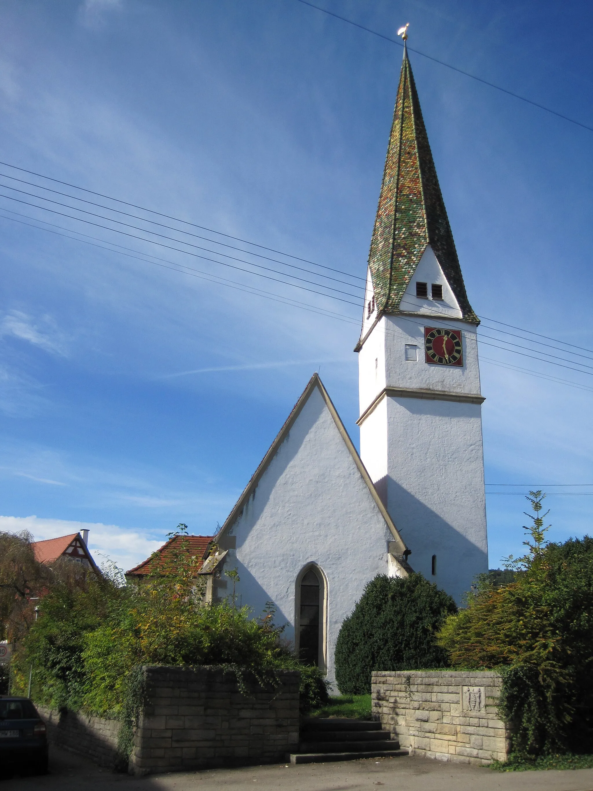 Photo showing: Evangelische Kirche St. Georg in Frickenhausen, Ortsteil Linsenhofen