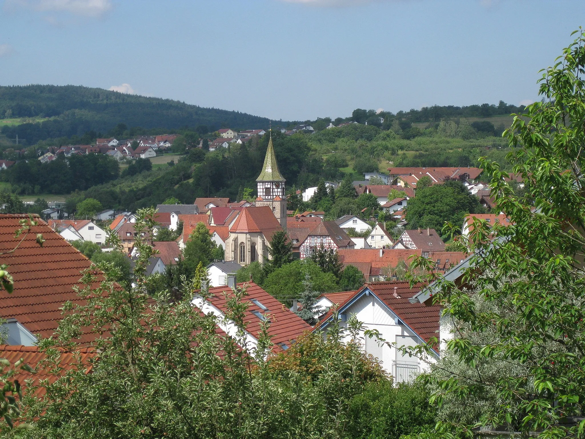 Photo showing: Blick aus Süden vom Distlerweg auf  Berglen-Oppelsbohm