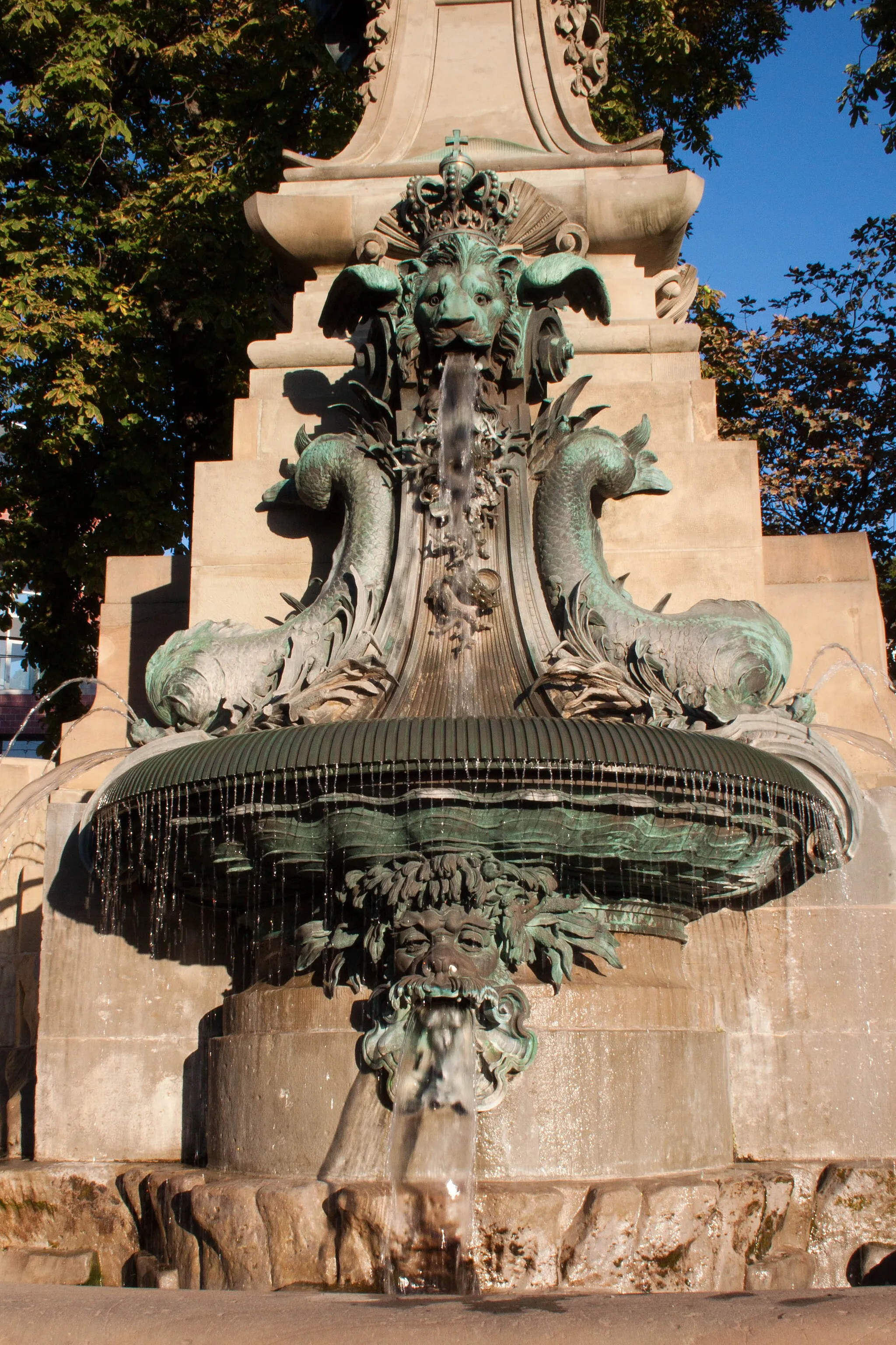Photo showing: Galateabrunnen Stuttgart Germany Detail. Head of a lion