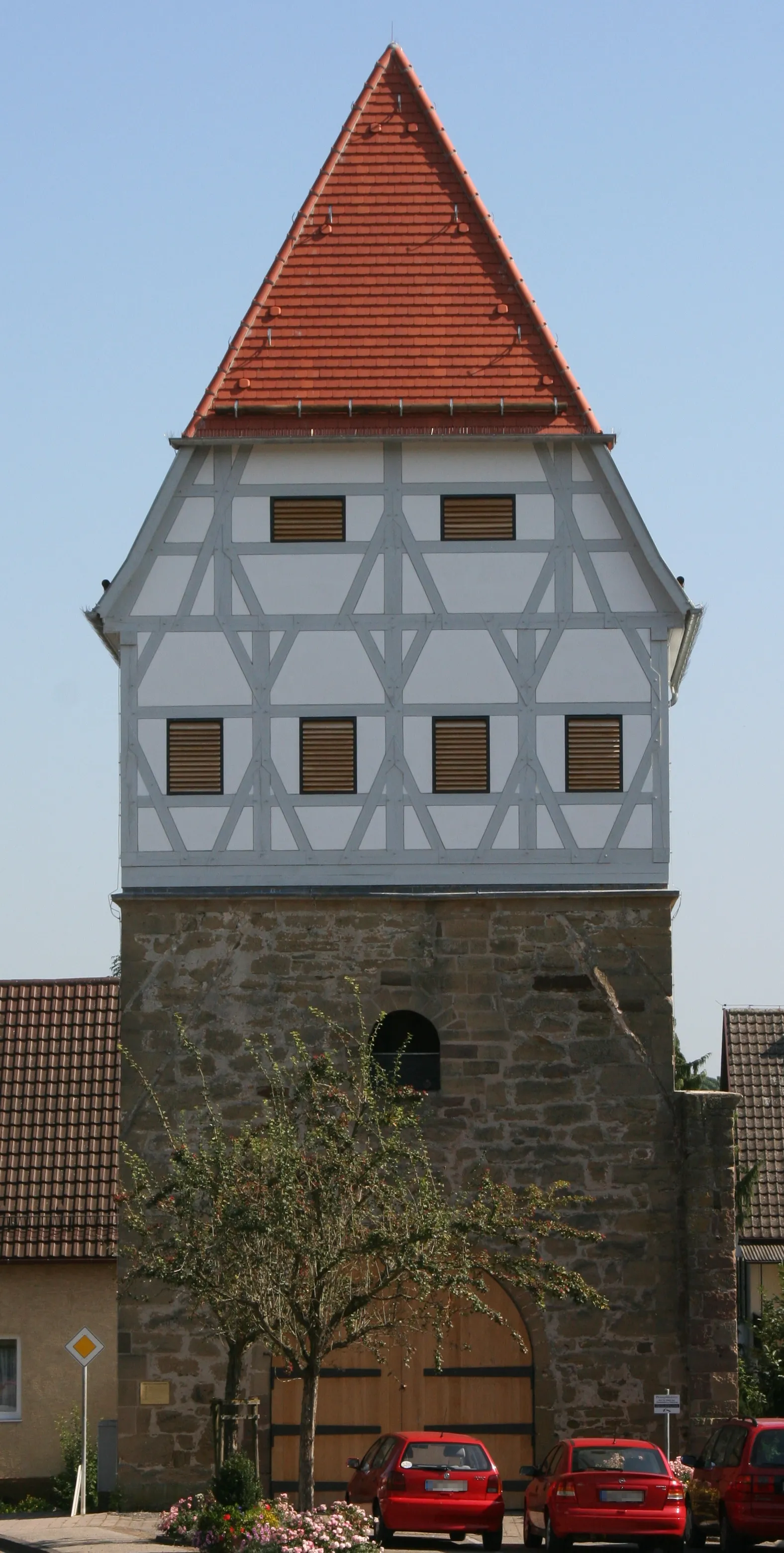 Photo showing: Fortified tower in Lehrensteinsfeld
