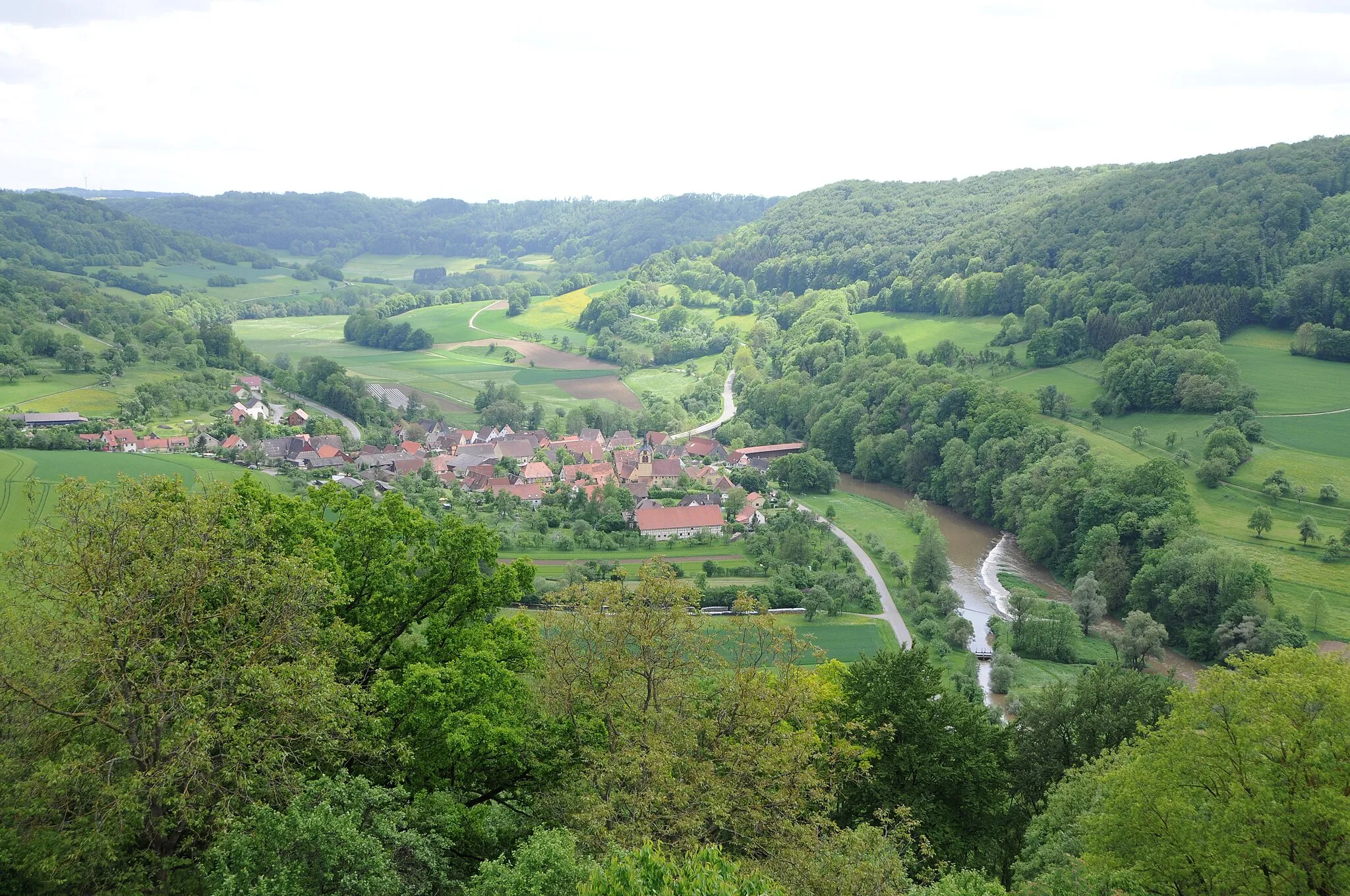Photo showing: Bächlingen (Jagst), view from castle Langenburg