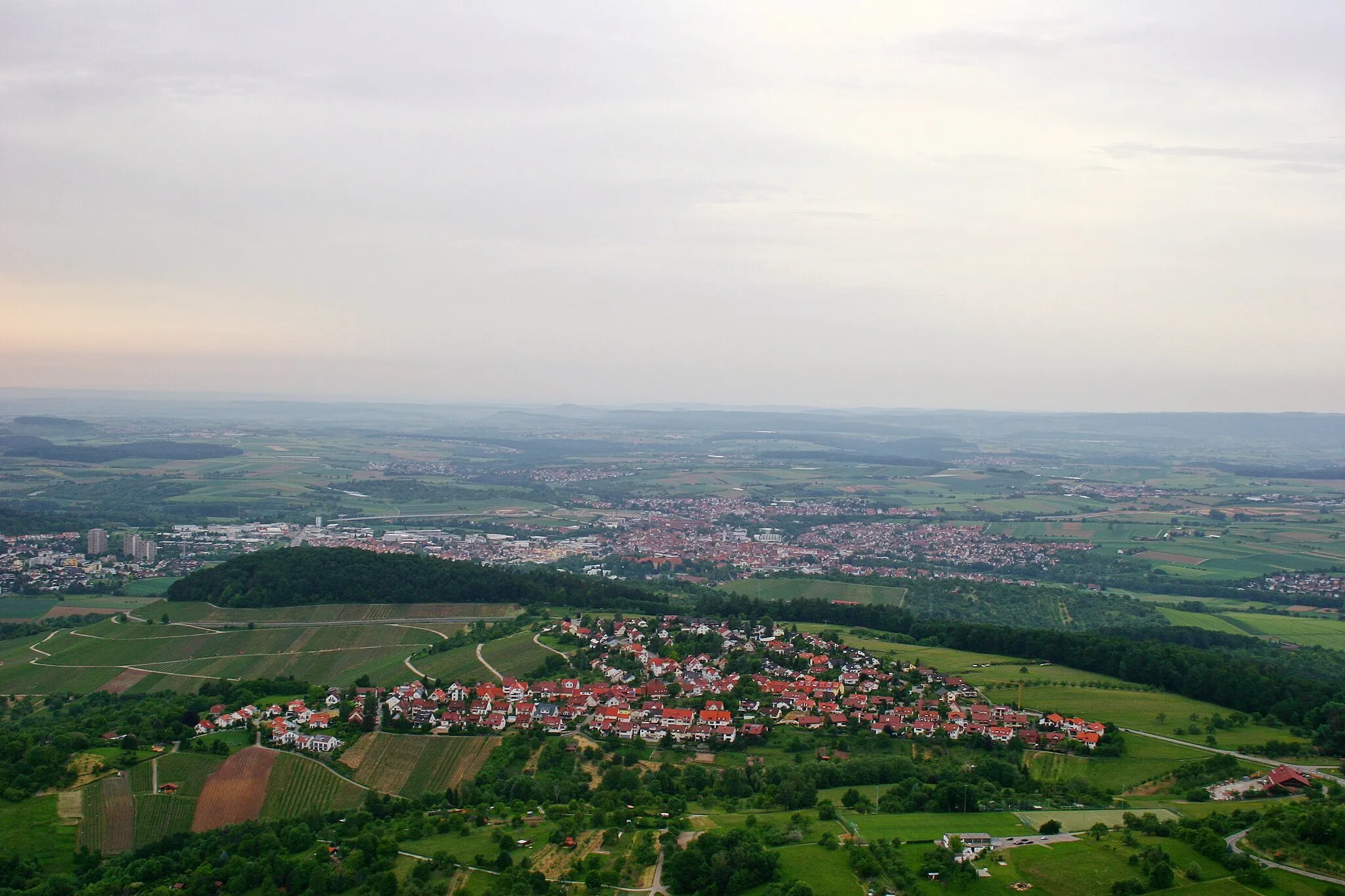 Photo showing: Luftbild von Breuningsweiler aus dem Heißluftballon, 2008
