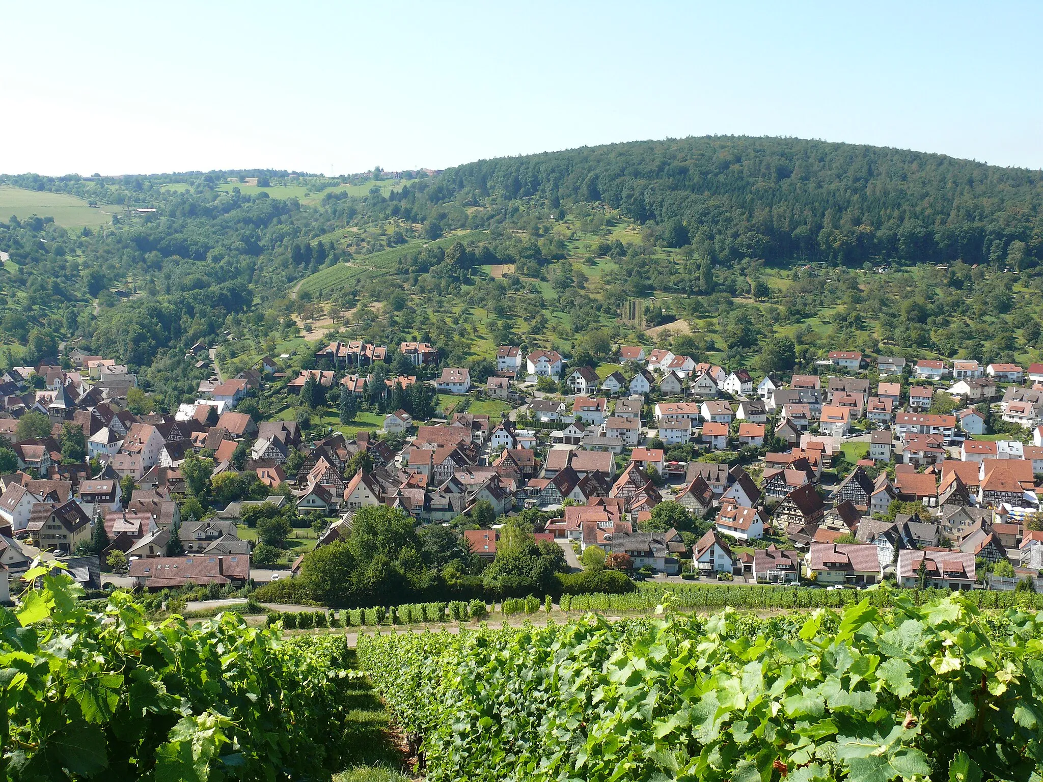 Photo showing: Blick auf die Ortsmitte von Weinstadt-Strümpfelbach im Rems-Murr-Kreis.