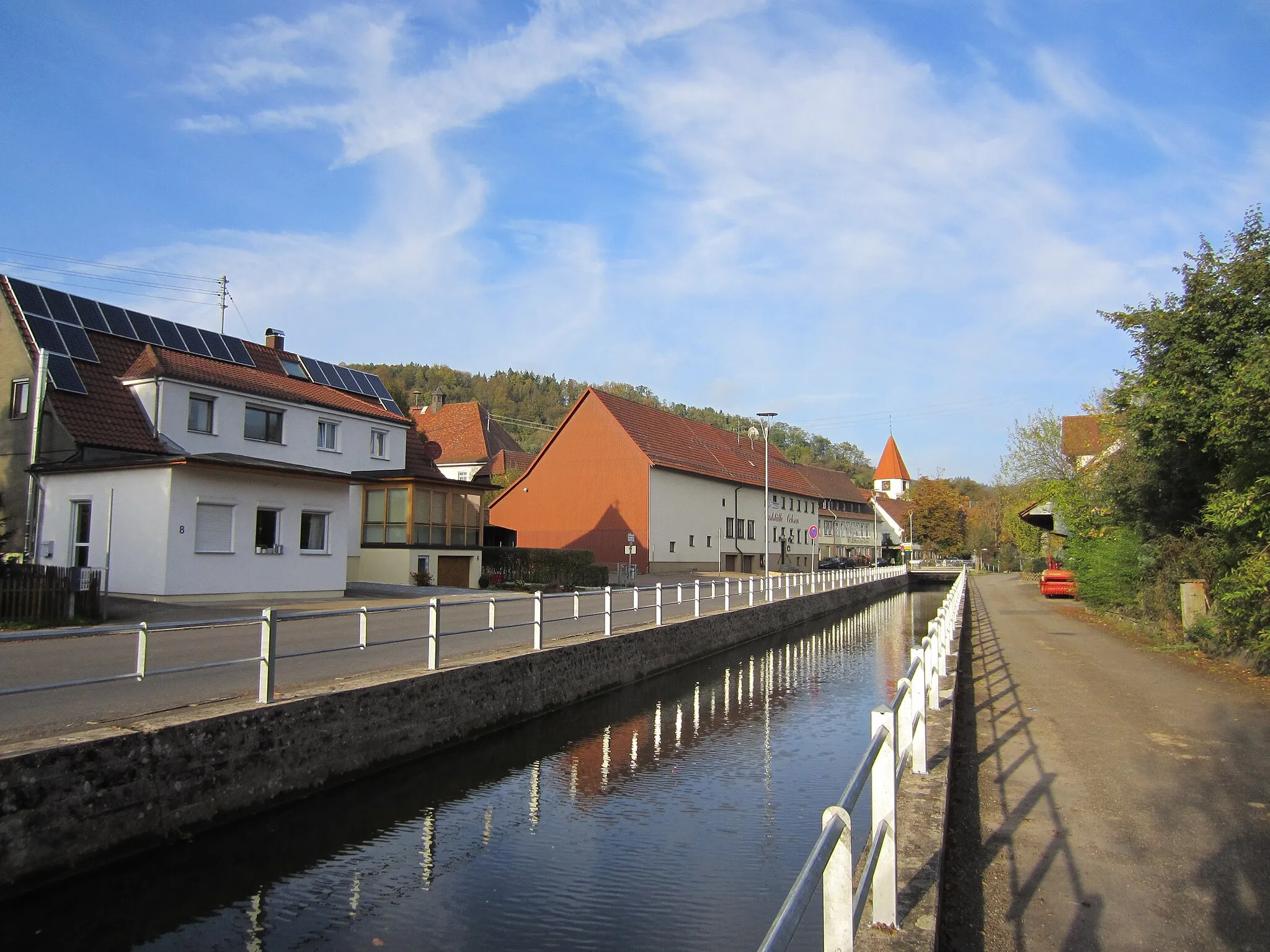 Photo showing: Center of village Fornsbach, suburb of Murrhardt, with the Fornsbach river.