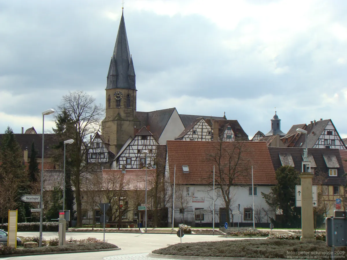 Photo showing: Blick auf die Altstadt von Eppingen mit kath. Stadtkirche