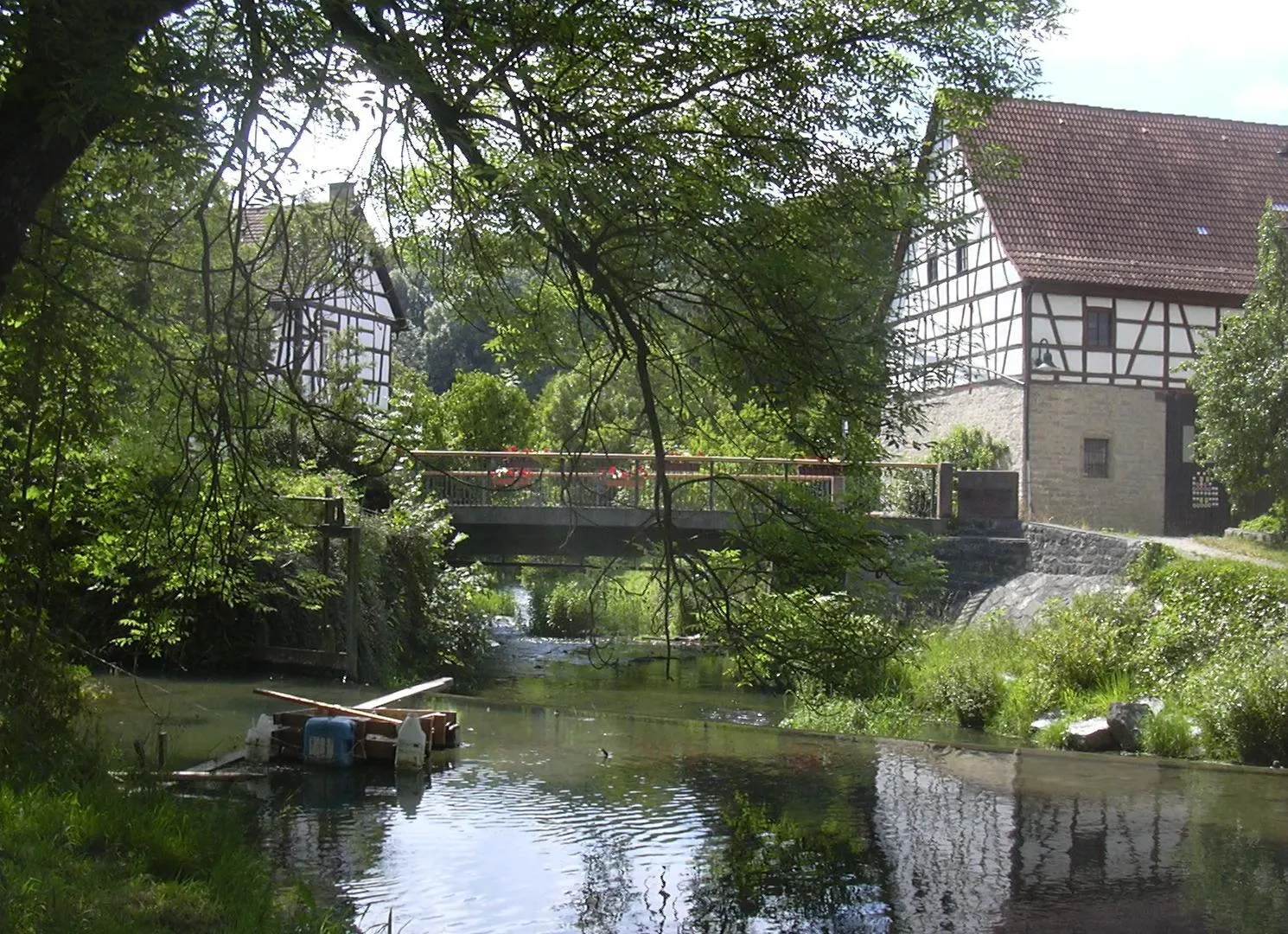 Photo showing: The small river Kessach in the village of Unterkessach, Germany