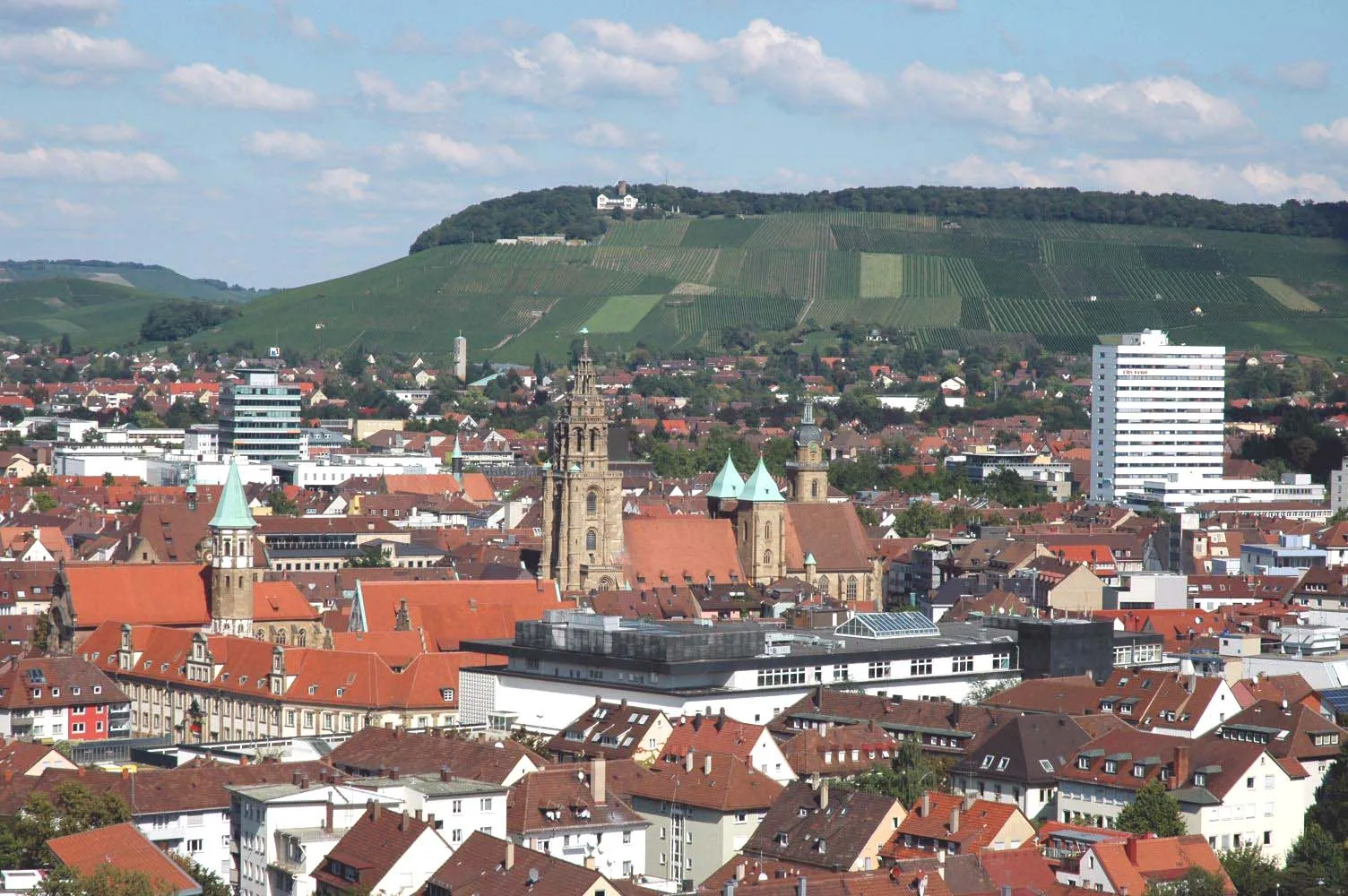 Photo showing: Inner city of Heilbronn (Germany) as seen from the Rosenberg high rise