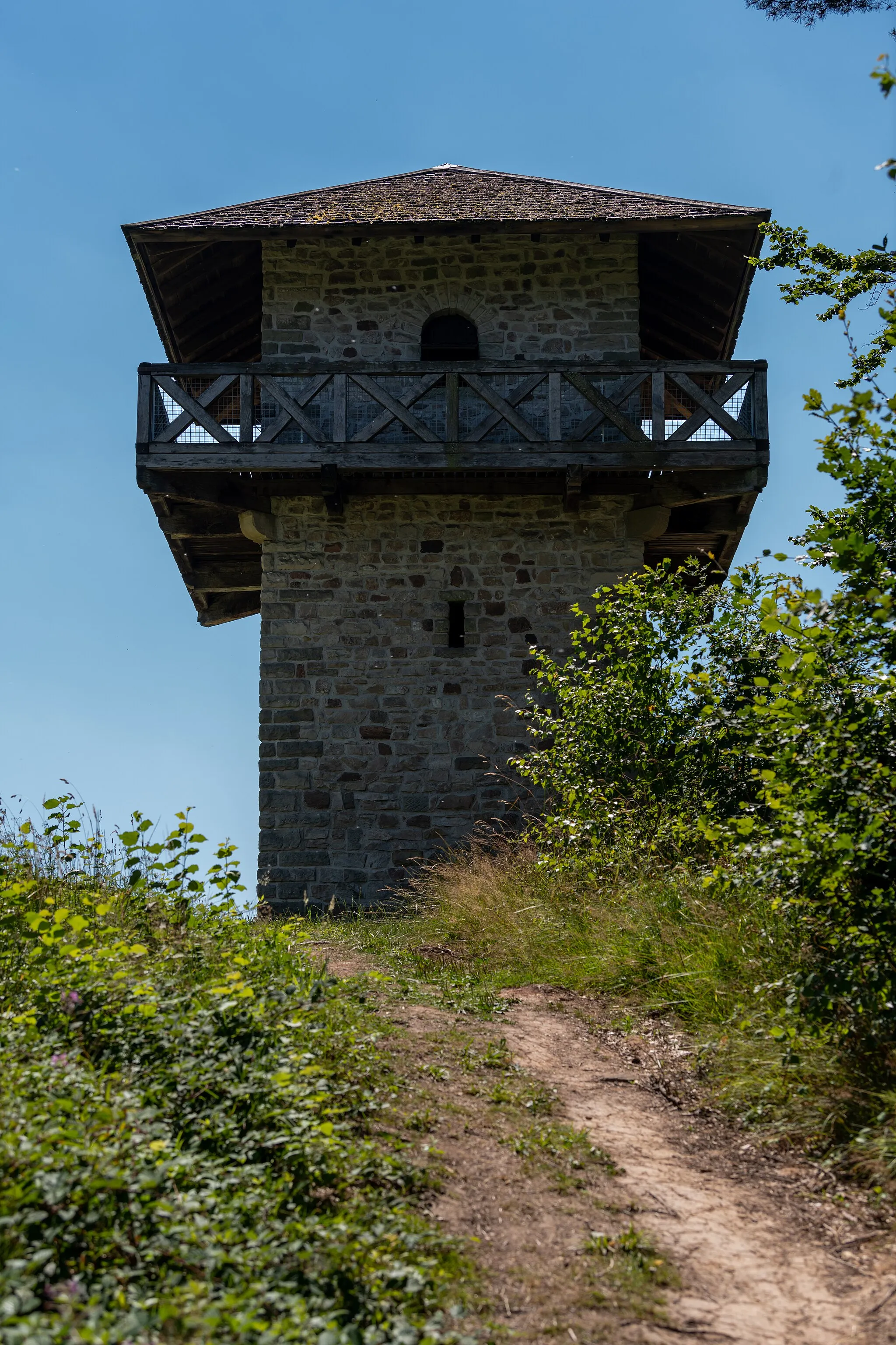 Photo showing: rekonstruierter Wachturm Wp 9/83 des obergermanischen Limes bei Grab (Großerlach)