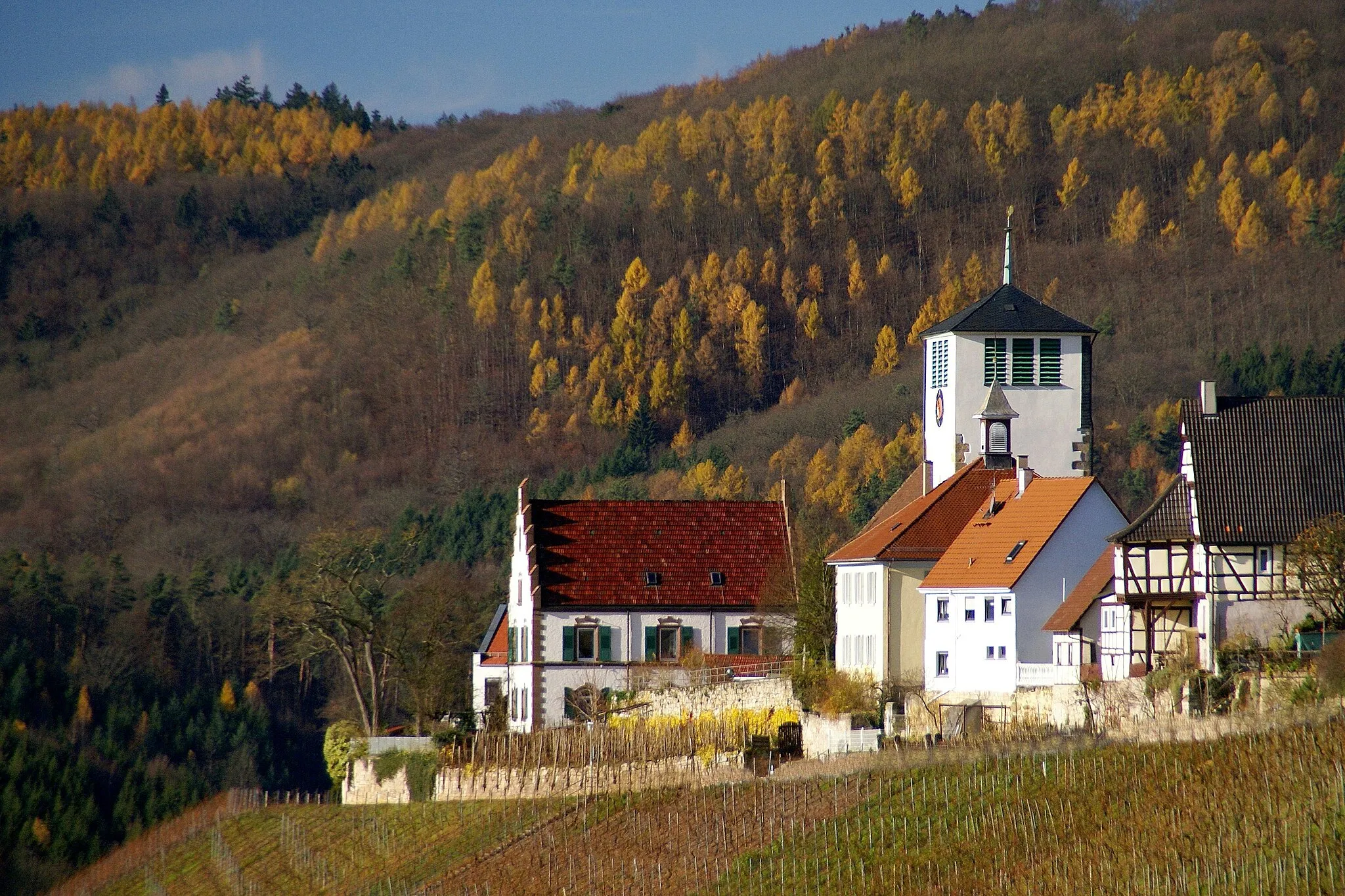 Photo showing: Hohenhaslach 11/2010. Blick am Südrand des Ortes entlang nach Westen auf den Verrenberg.