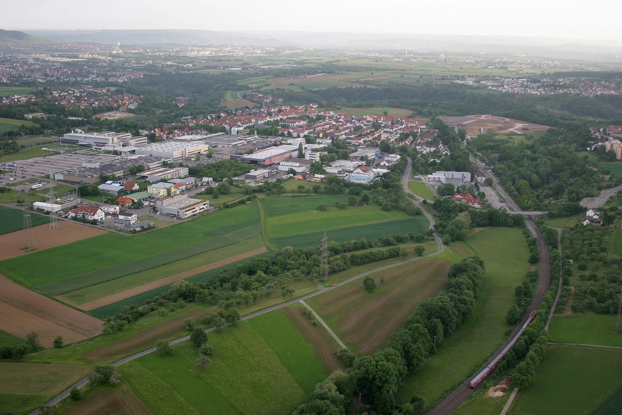 Photo showing: Luftbild von Waiblingen-Neustadt aus dem Heißluftballon, 2008