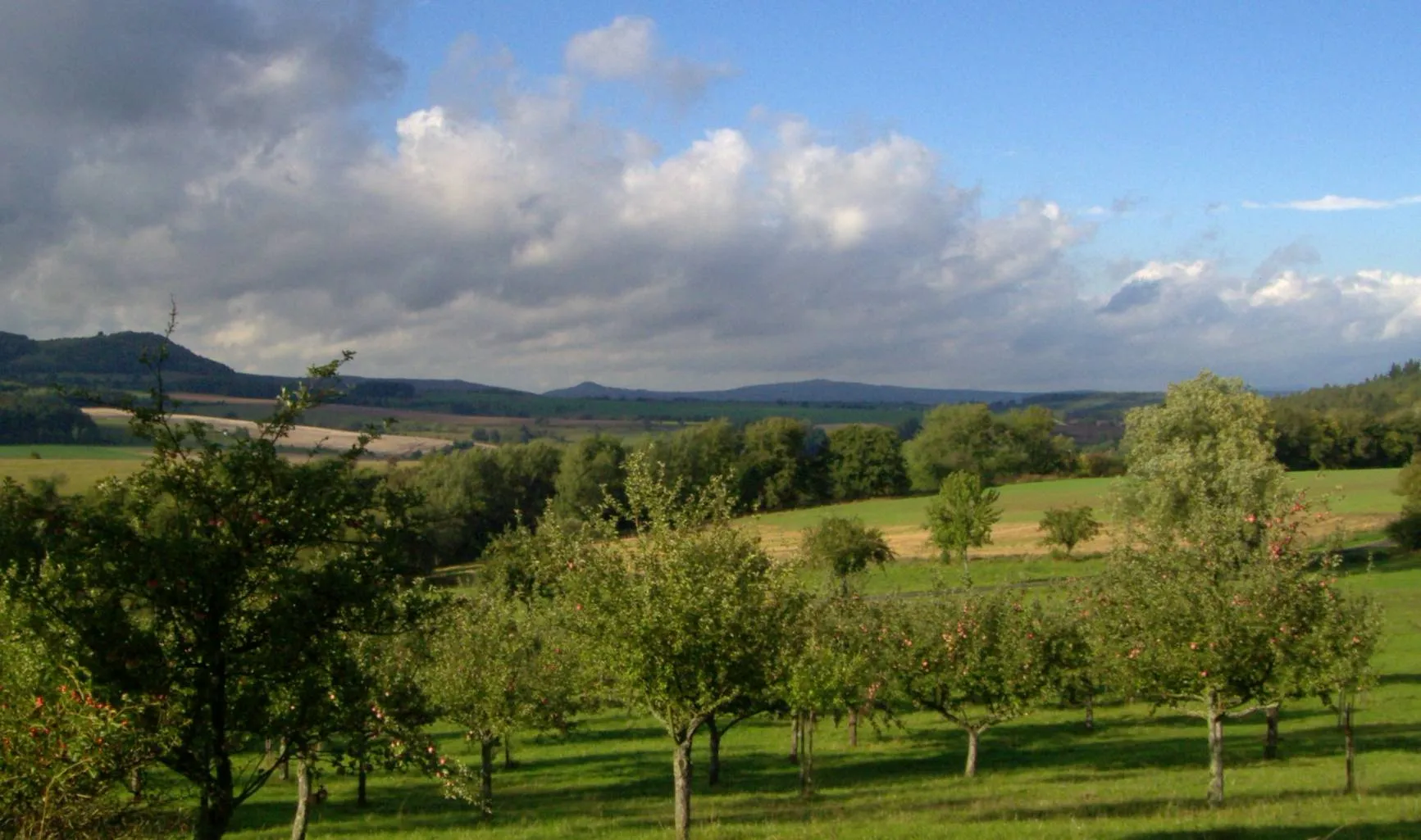 Photo showing: Blick auf den Pleß (645,4 m) an der Nahtstelle der Rhön zum Salzunger Werrabergland von Richtung Süden. Links ist die 620 m hohe Stoffelskuppe sichtbar.