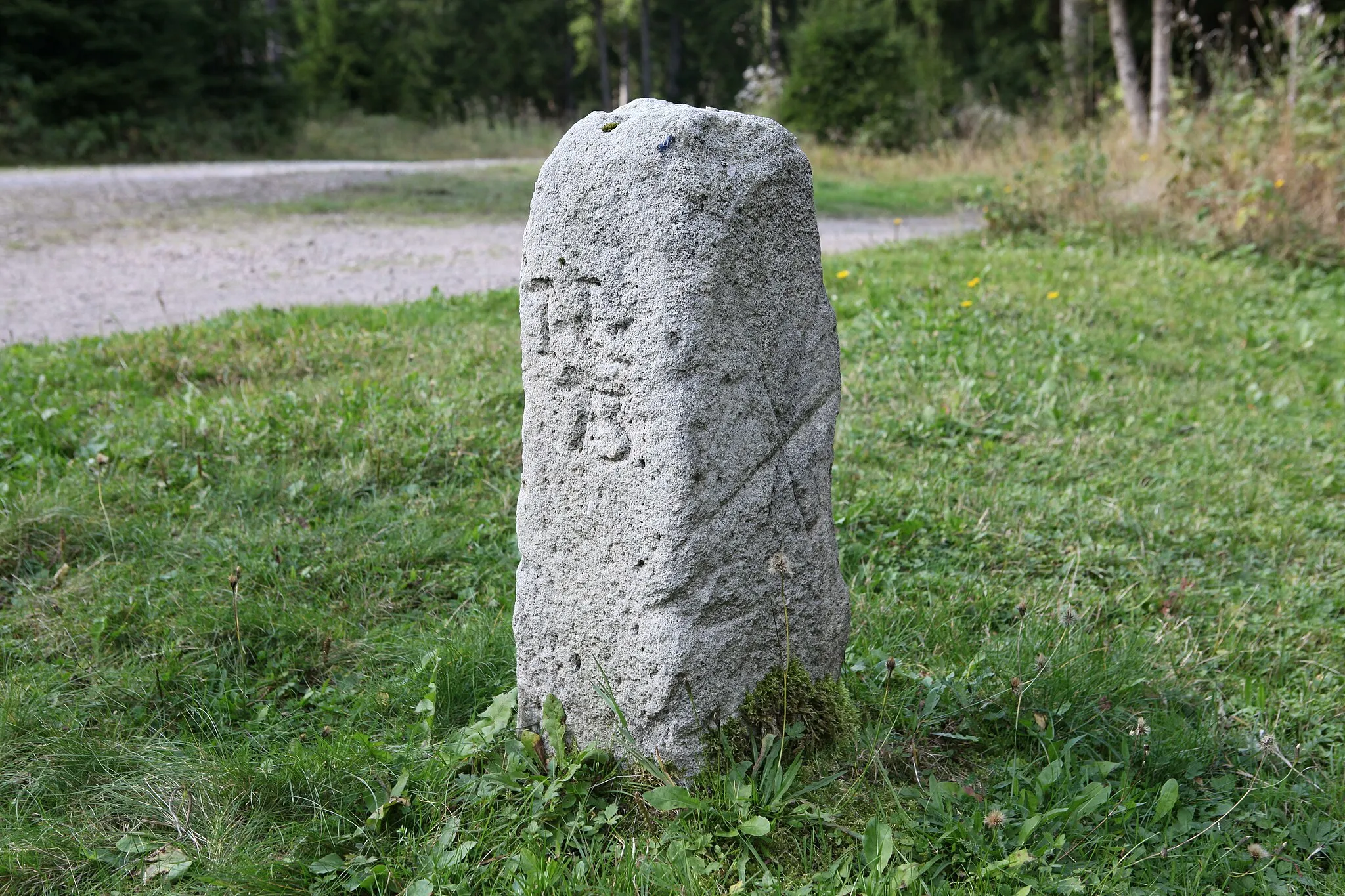 Photo showing: Rennsteig Abschnitt Saarzipfel – Hohe Heide Landesgrenzstein 73