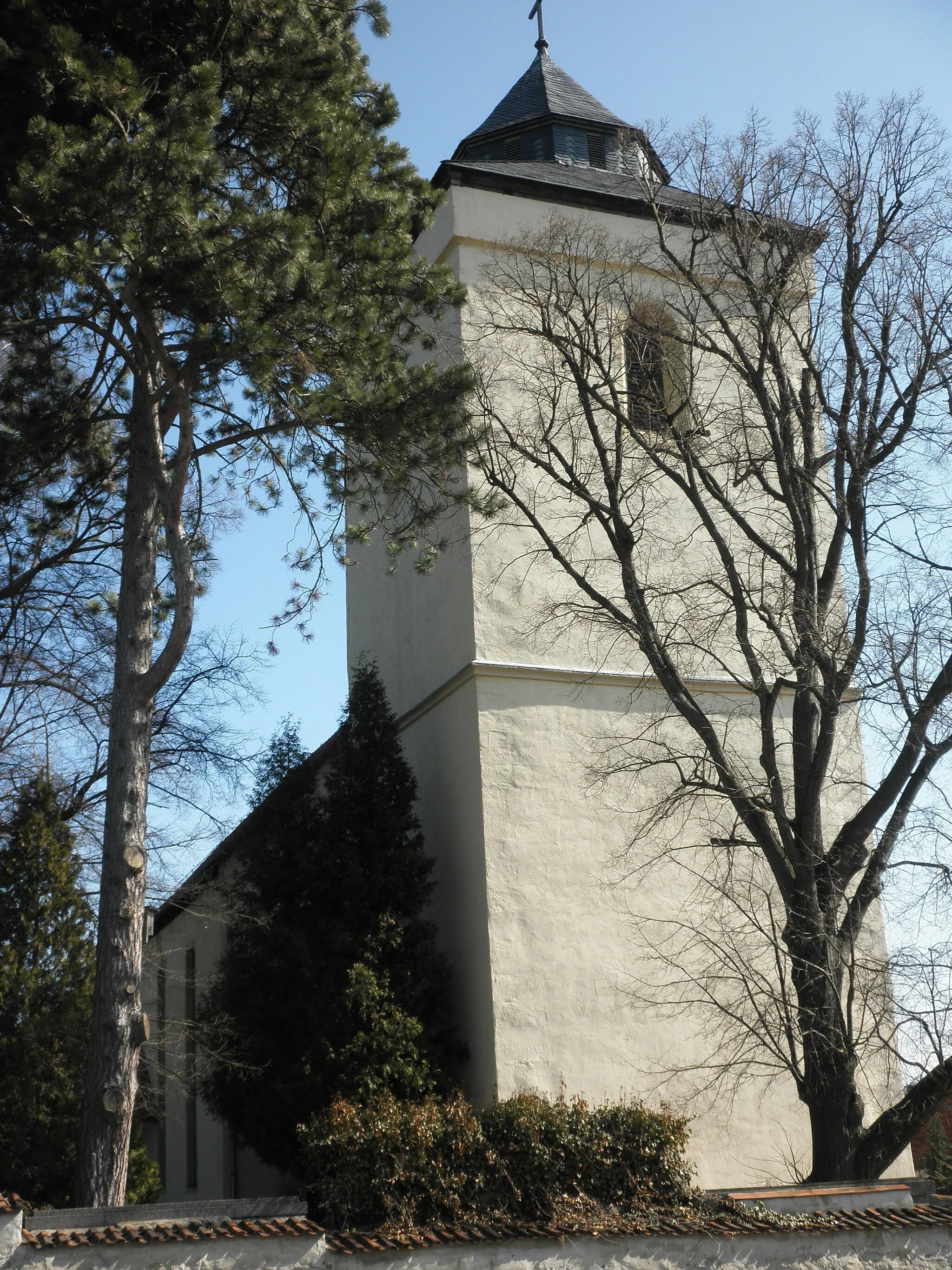 Photo showing: Tower of the church in Krölpa in Thuringia