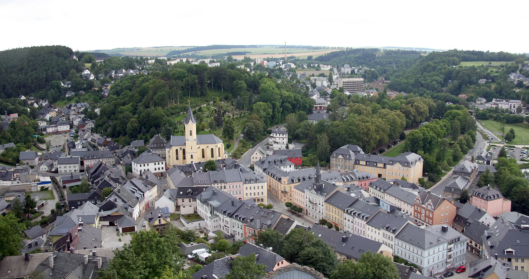 Photo showing: Bad Lobenstein: Blick vom Bergfried über die Innenstadt nach Norden