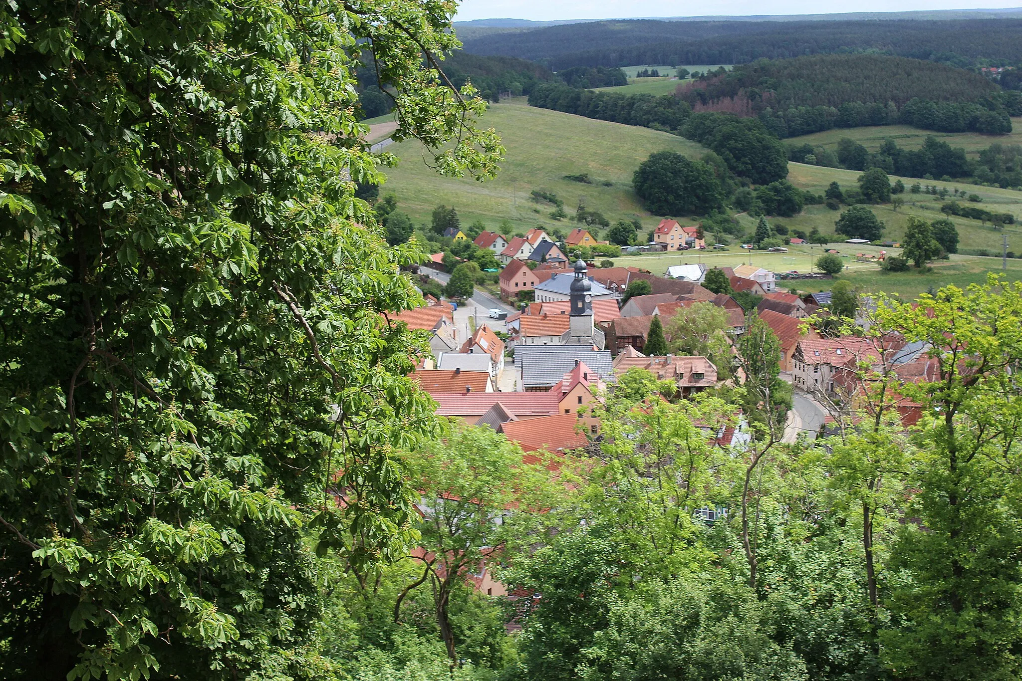 Photo showing: Leuchtenburg (Thuringia), view to Seitenroda