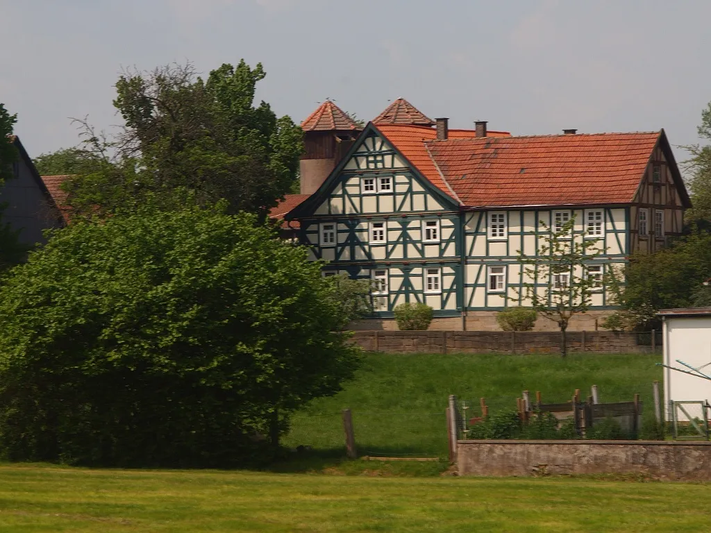 Photo showing: A half-timbered farm house in Schenklengsfeld-Landershausen.