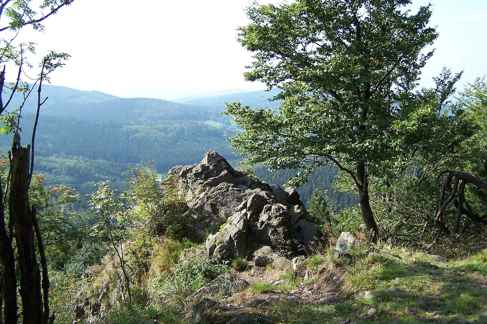 Photo showing: Die Reitsteine - eine markante Felspartie an der Ostseite des Inselsberges.