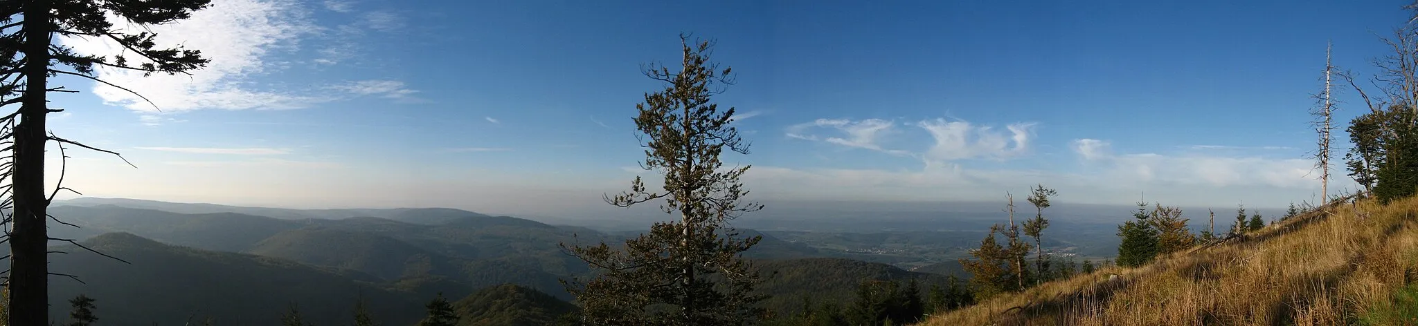 Photo showing: panorama great: View to north from the "Großen Inselsberg" in the Thuringian Forest