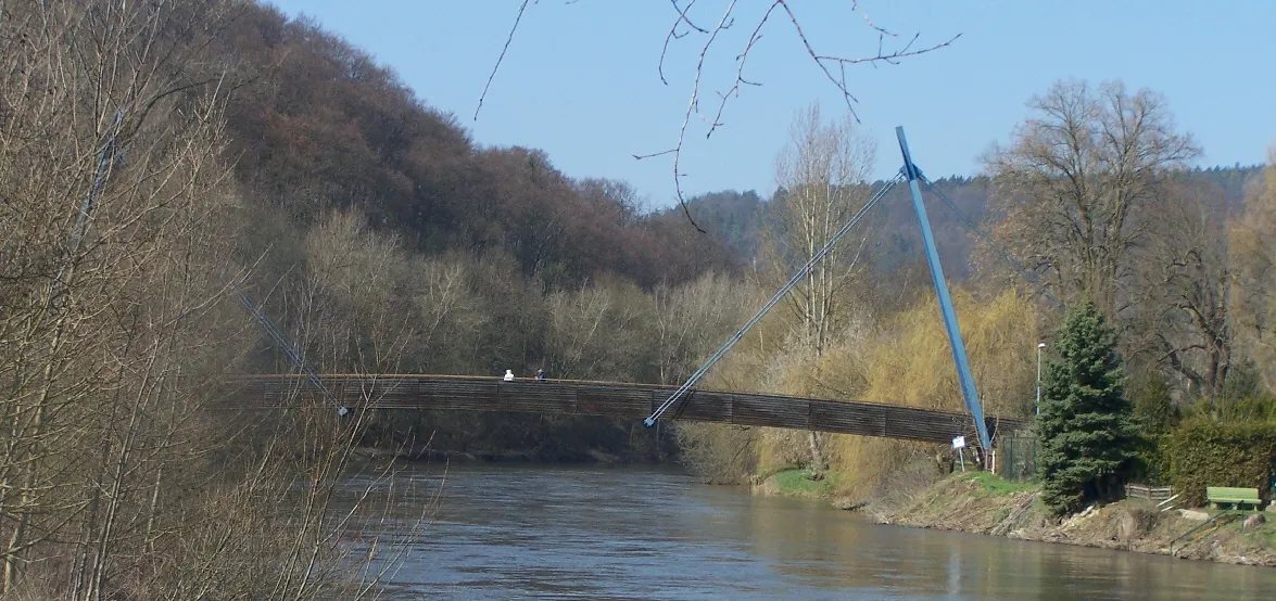 Photo showing: The Ebenshäuser Steg over river Werra.