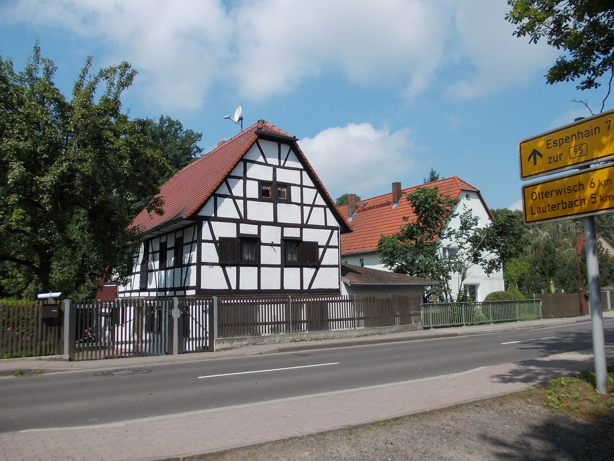 Photo showing: Half-timbered house at Bornaer Strasse 13 in Kitzscher (Leipzig district, Saxony)