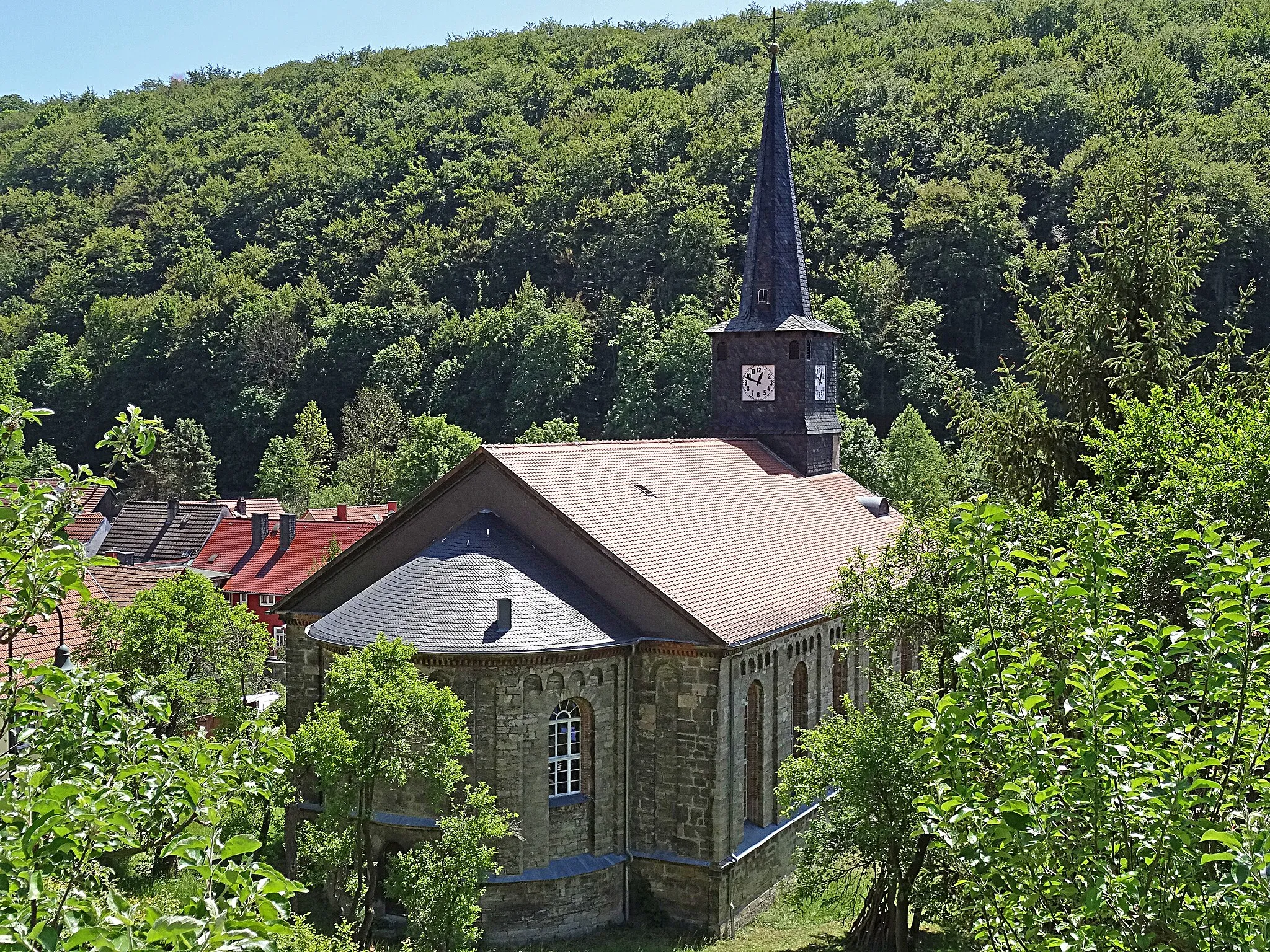 Photo showing: Johanneskirche (Liebenstein) vom Burgberg gesehen