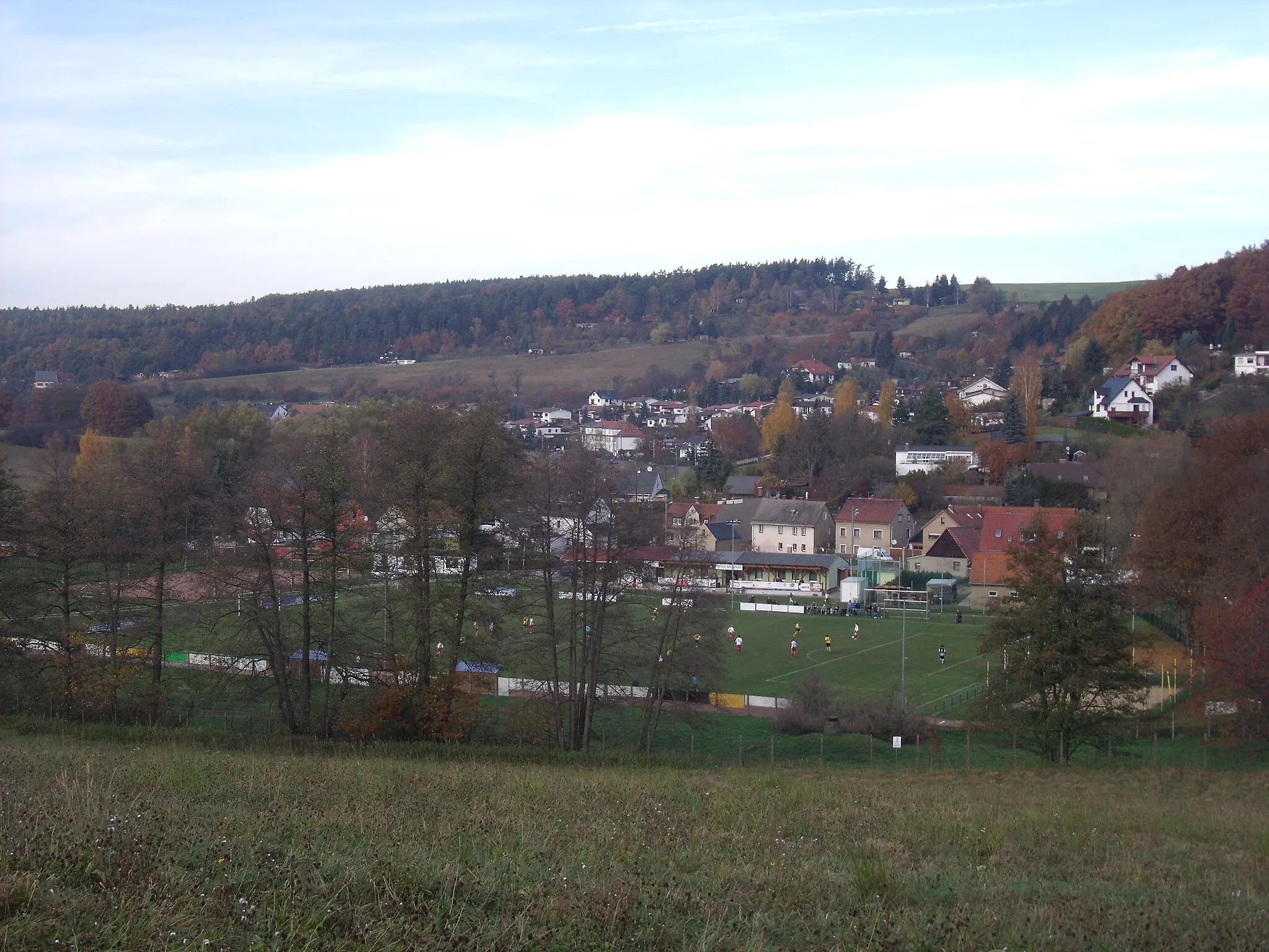 Photo showing: View of the sports ground of TSV Gera-Westvororte in Scheubengrobsdorf, Gera, Germany, in November 2011