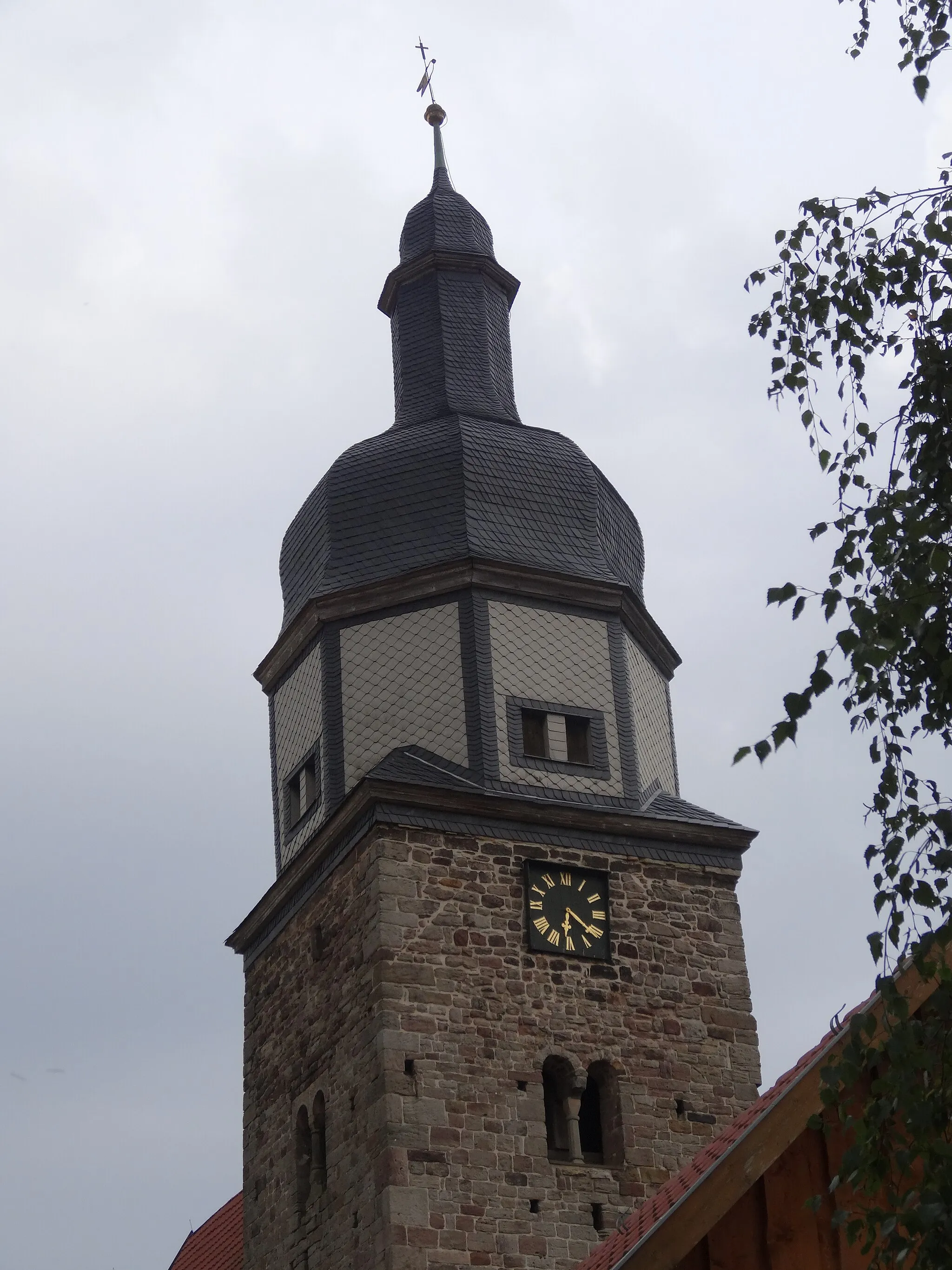 Photo showing: Church tower in Reinsfeld, Thuringia, Germany
