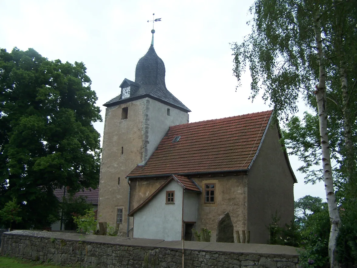 Photo showing: The church in Burla village - a part of Hörselberg-Hainich.